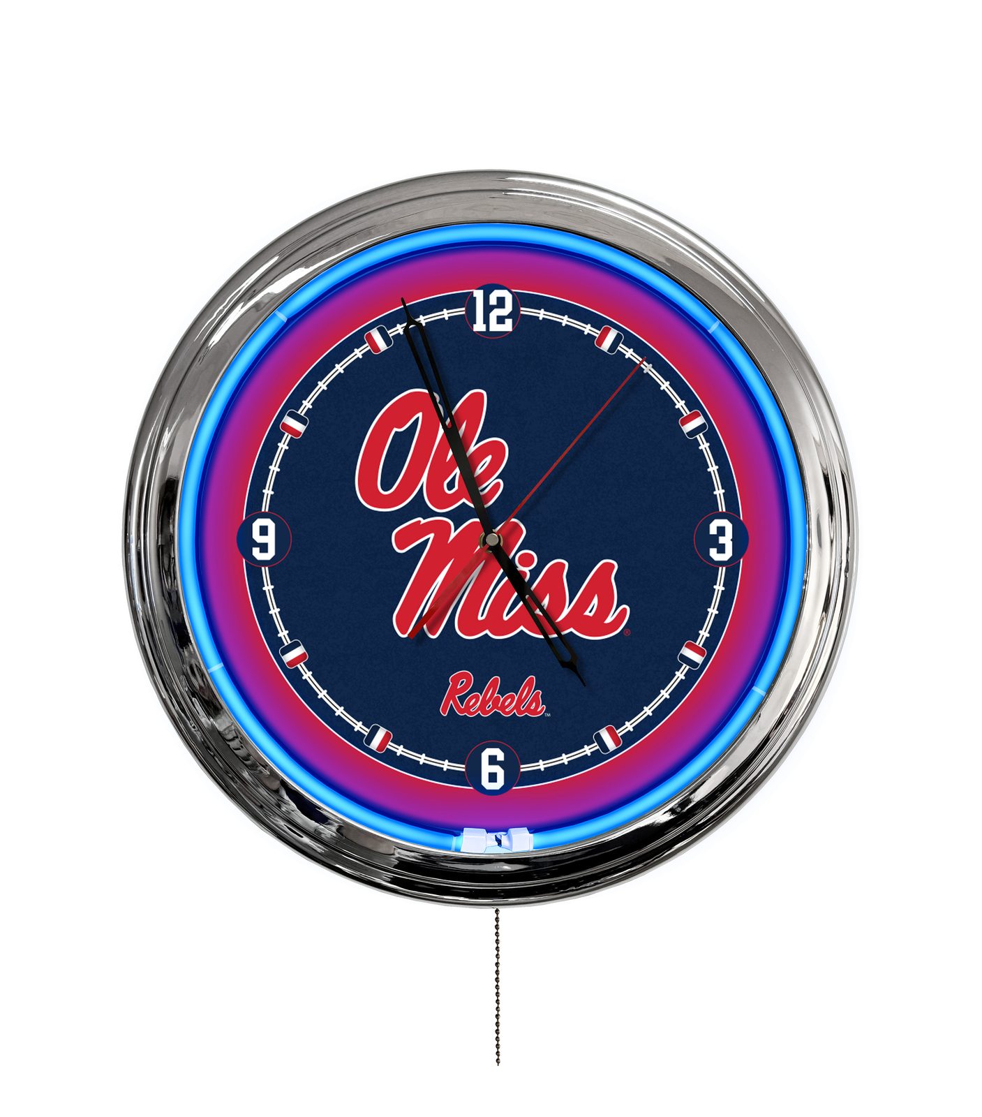 University of Mississippi 16-Inch LED Wall Clock in Chrome 1 University of Mississippi 16-Inch LED Wall Clock in Chrome