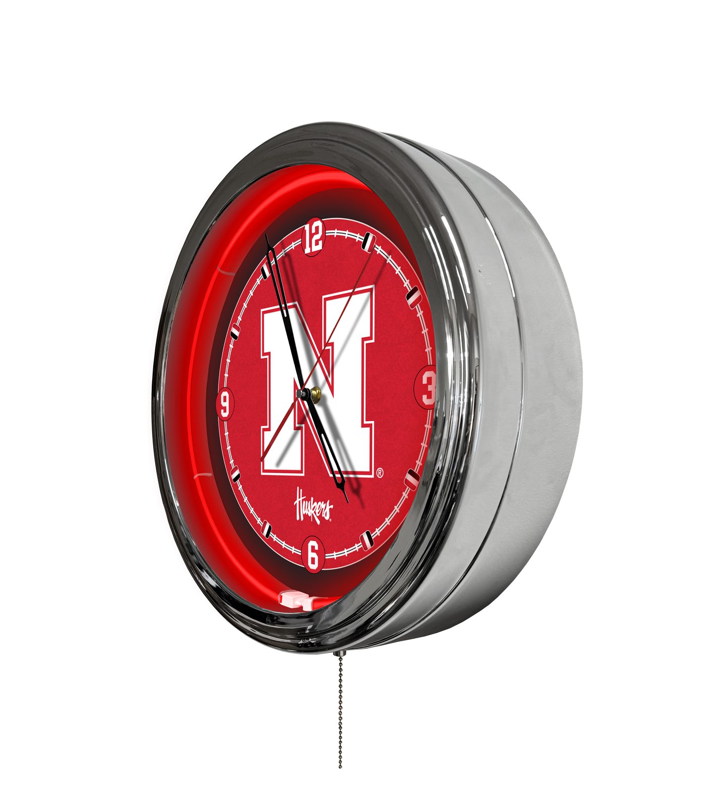 University of Nebraska 16-Inch LED Wall Clock in Chrome 2 University of Nebraska 16-Inch LED Wall Clock in Chrome - Image 2