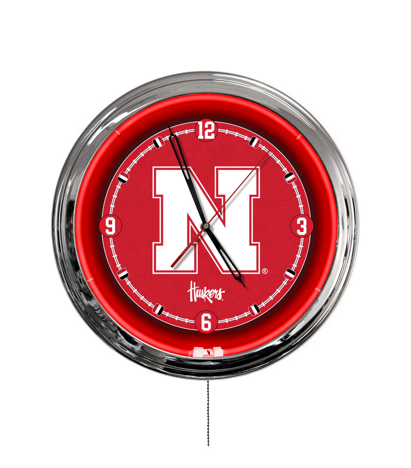 University of Nebraska 16-Inch LED Wall Clock in Chrome 1 University of Nebraska 16-Inch LED Wall Clock in Chrome