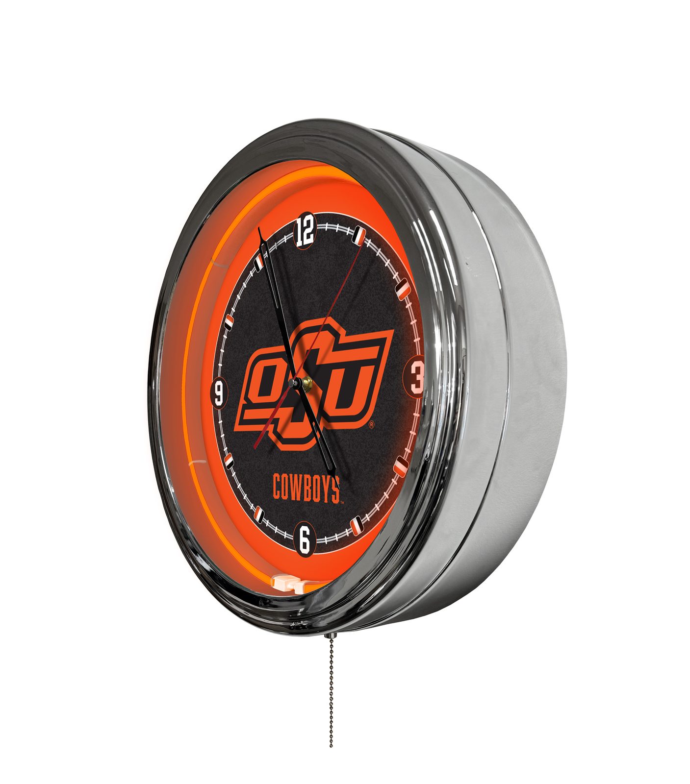 Oklahoma State University 16-Inch LED Wall Clock in Chrome 2 Oklahoma State University 16-Inch LED Wall Clock in Chrome - Image 2