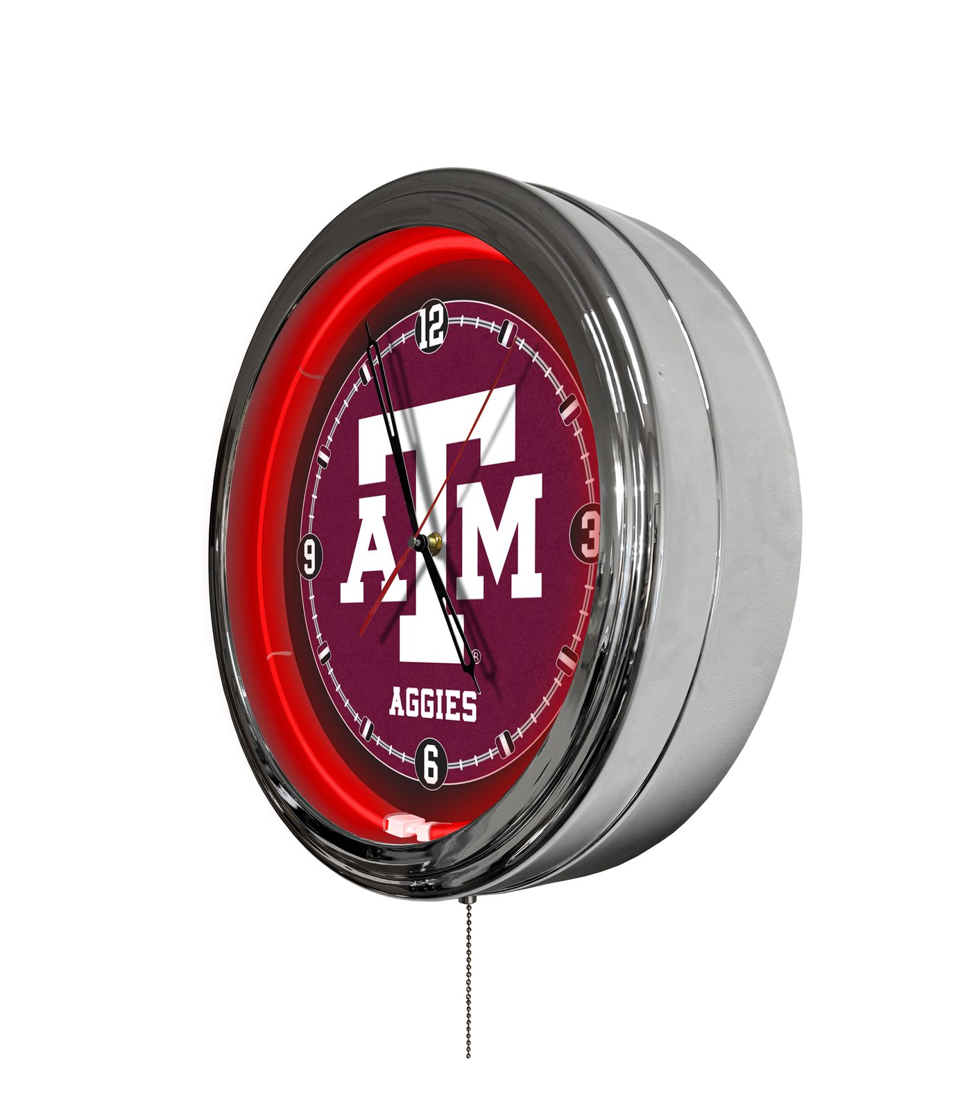 Texas A&M 16-Inch LED Wall Clock in Chrome 2 Texas A&M 16-Inch LED Wall Clock in Chrome - Image 2