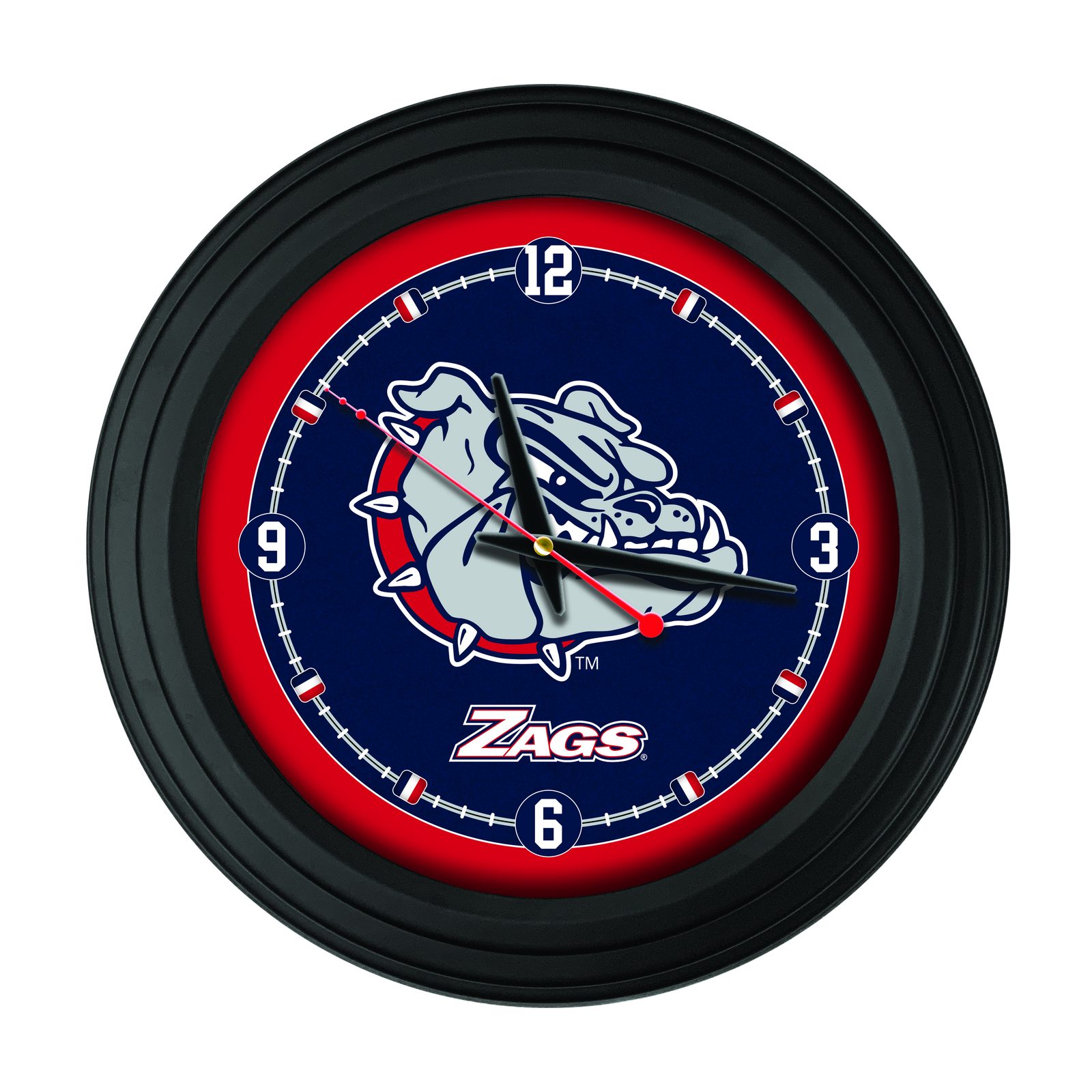 Gonzaga 15-Inch Wall Clock in Black 1 Gonzaga 15-Inch Wall Clock in Black