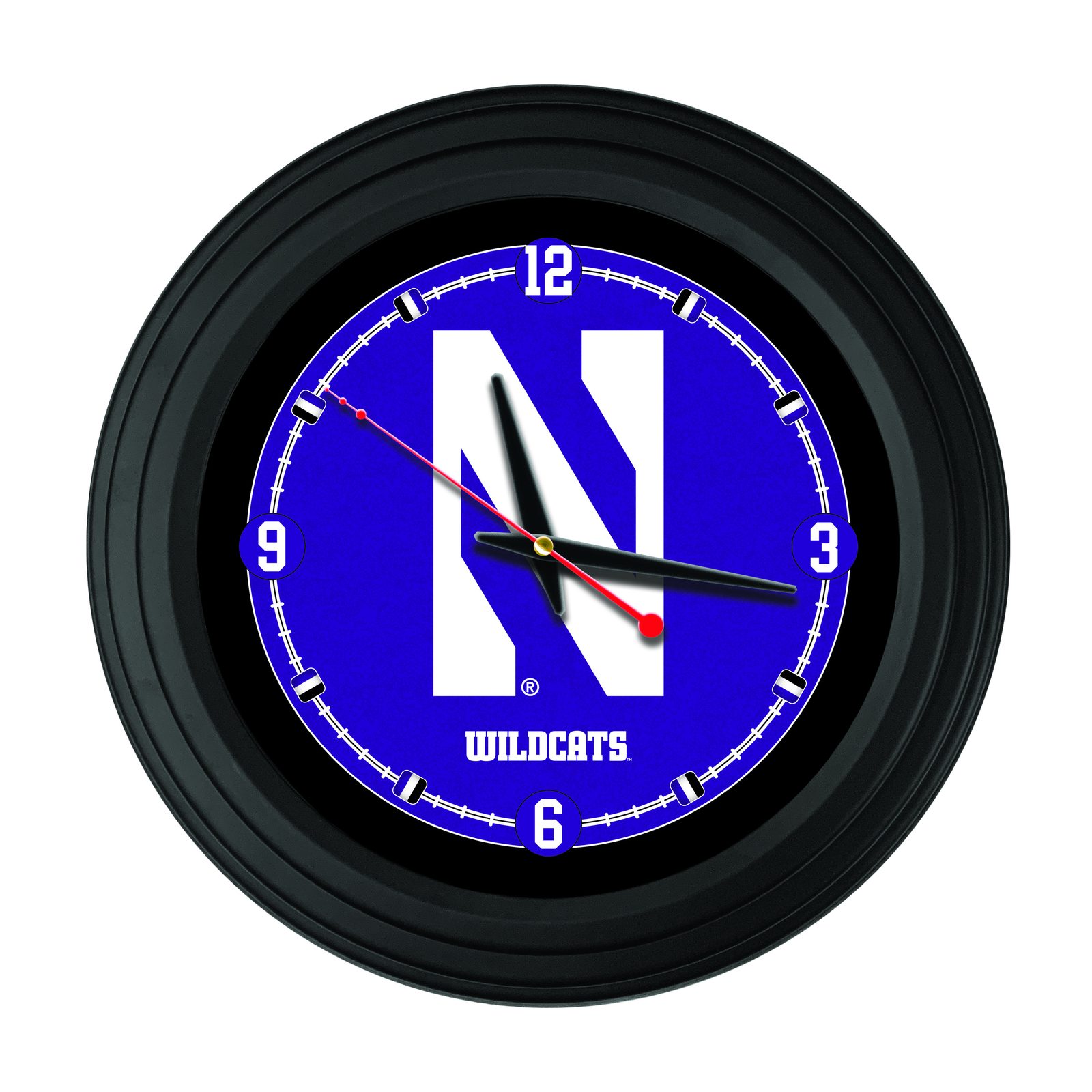 Northwestern University 15-Inch Wall Clock in Black 1 Northwestern University 15-Inch Wall Clock in Black