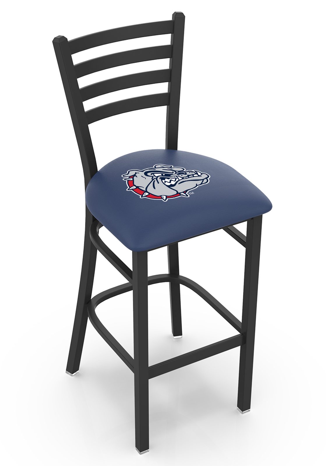 Gonzaga University 25-Inch Stationary Counter Stool w/ Black Wrinkle Finish, Ladder Back, 2.5-Inch Cushion Seat 1 Gonzaga University 25-Inch Stationary Counter Stool w/ Black Wrinkle Finish, Ladder Back, 2.5-Inch Cushion Seat