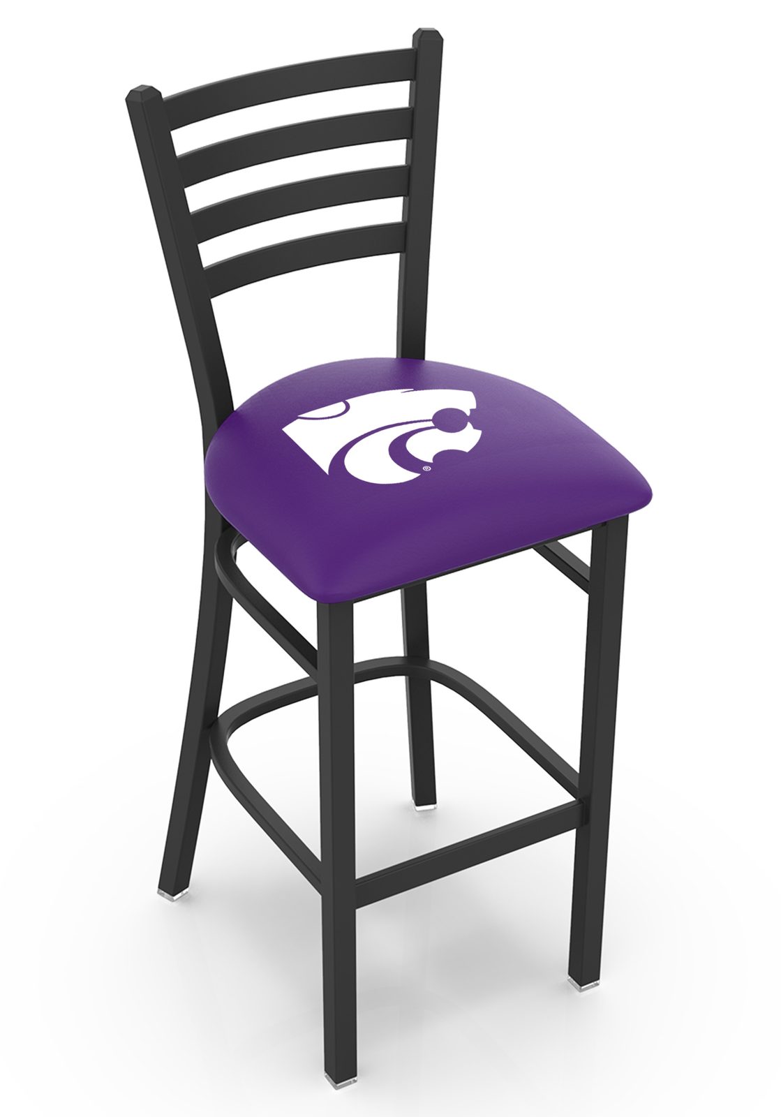 Kansas State University 25-Inch Stationary Counter Stool w/ Black Wrinkle Finish, Ladder Back, 2.5-Inch Cushion Seat 1 Kansas State University 25-Inch Stationary Counter Stool w/ Black Wrinkle Finish, Ladder Back, 2.5-Inch Cushion Seat
