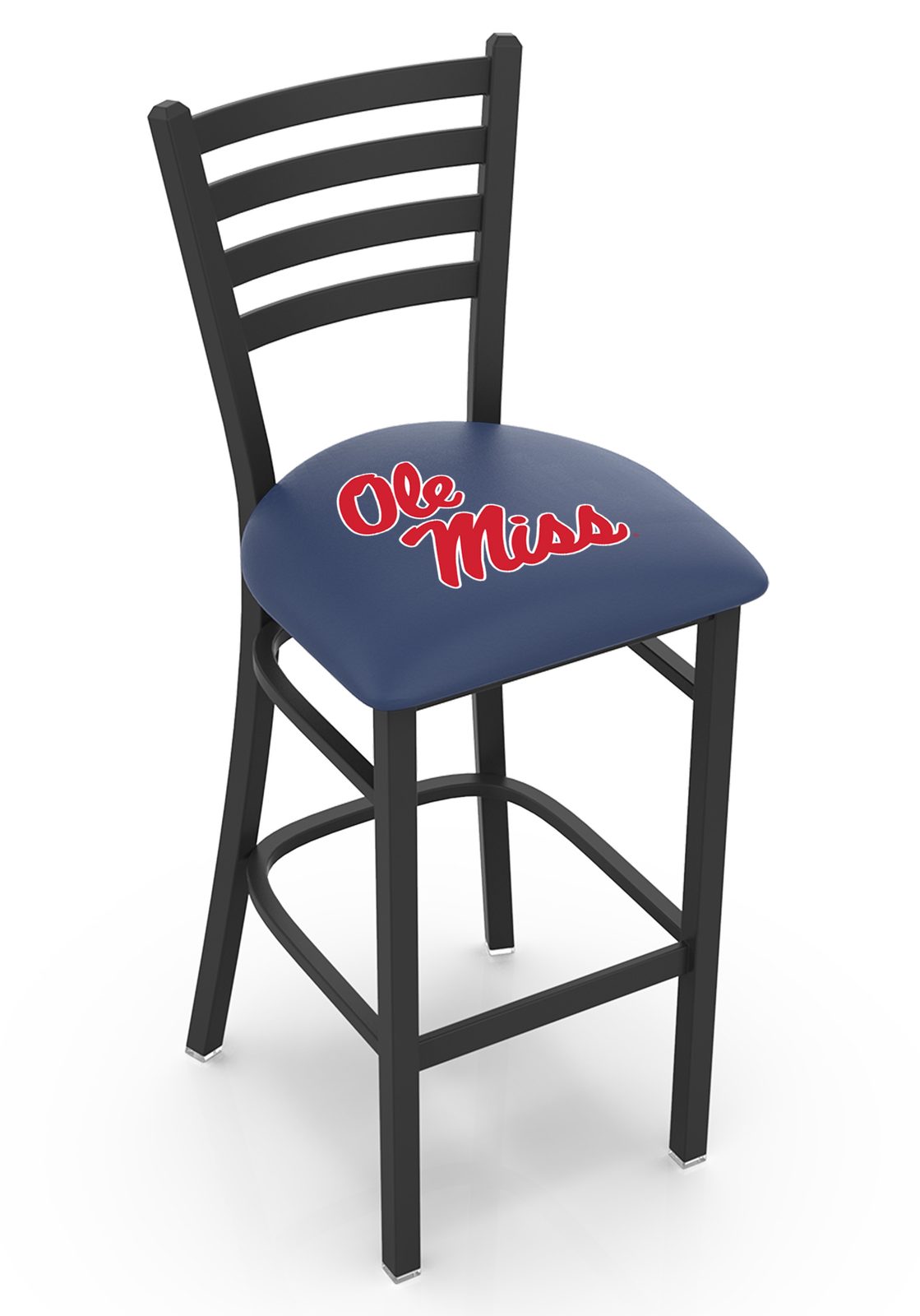 University of Mississippi 25-Inch Stationary Counter Stool w/ Black Wrinkle Finish, Ladder Back, 2.5-Inch Cushion Seat 1 University of Mississippi 25-Inch Stationary Counter Stool w/ Black Wrinkle Finish, Ladder Back, 2.5-Inch Cushion Seat