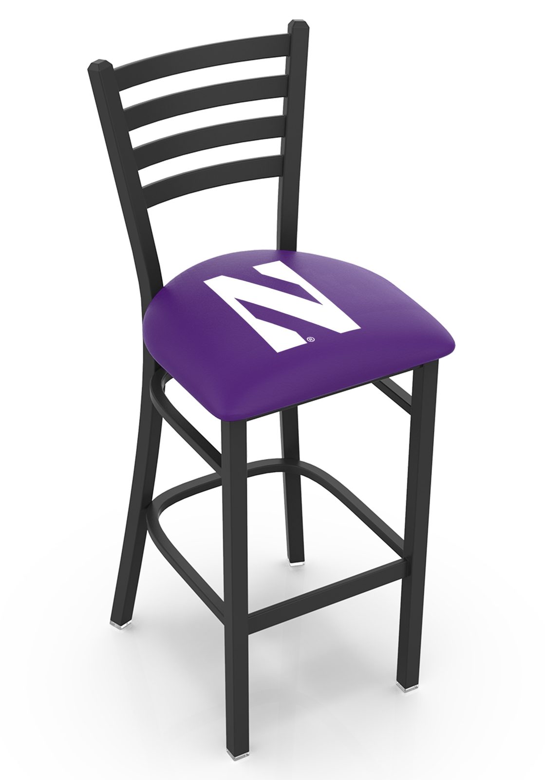 Northwestern University 25-Inch Stationary Counter Stool w/ Black Wrinkle Finish, Ladder Back, 2.5-Inch Cushion Seat 1 Northwestern University 25-Inch Stationary Counter Stool w/ Black Wrinkle Finish, Ladder Back, 2.5-Inch Cushion Seat
