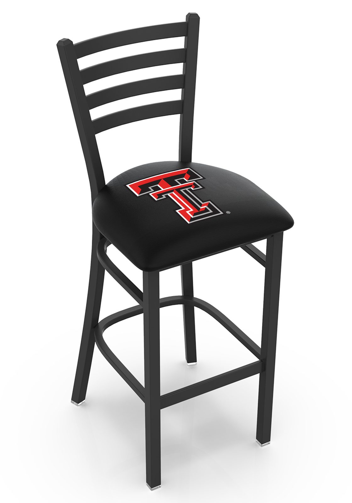 Texas Tech University 30-Inch Stationary Bar Stool w/ Black Wrinkle Finish, Ladder Back, 2.5-Inch Cushion Seat 1 Texas Tech University 30-Inch Stationary Bar Stool w/ Black Wrinkle Finish, Ladder Back, 2.5-Inch Cushion Seat