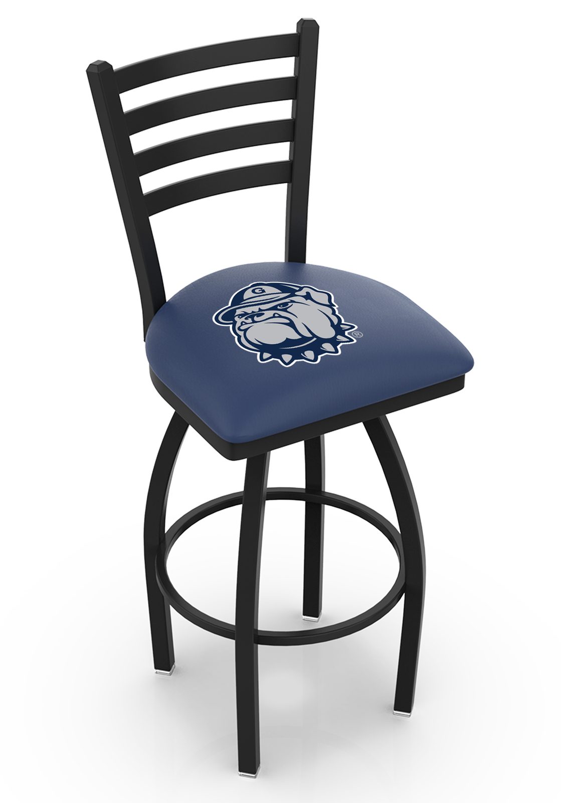Georgetown University 30-Inch Swivel Bar Stool w/ Black Wrinkle Finish, Ladder Back, 2.5-Inch Cushion Seat 1 Georgetown University 30-Inch Swivel Bar Stool w/ Black Wrinkle Finish, Ladder Back, 2.5-Inch Cushion Seat