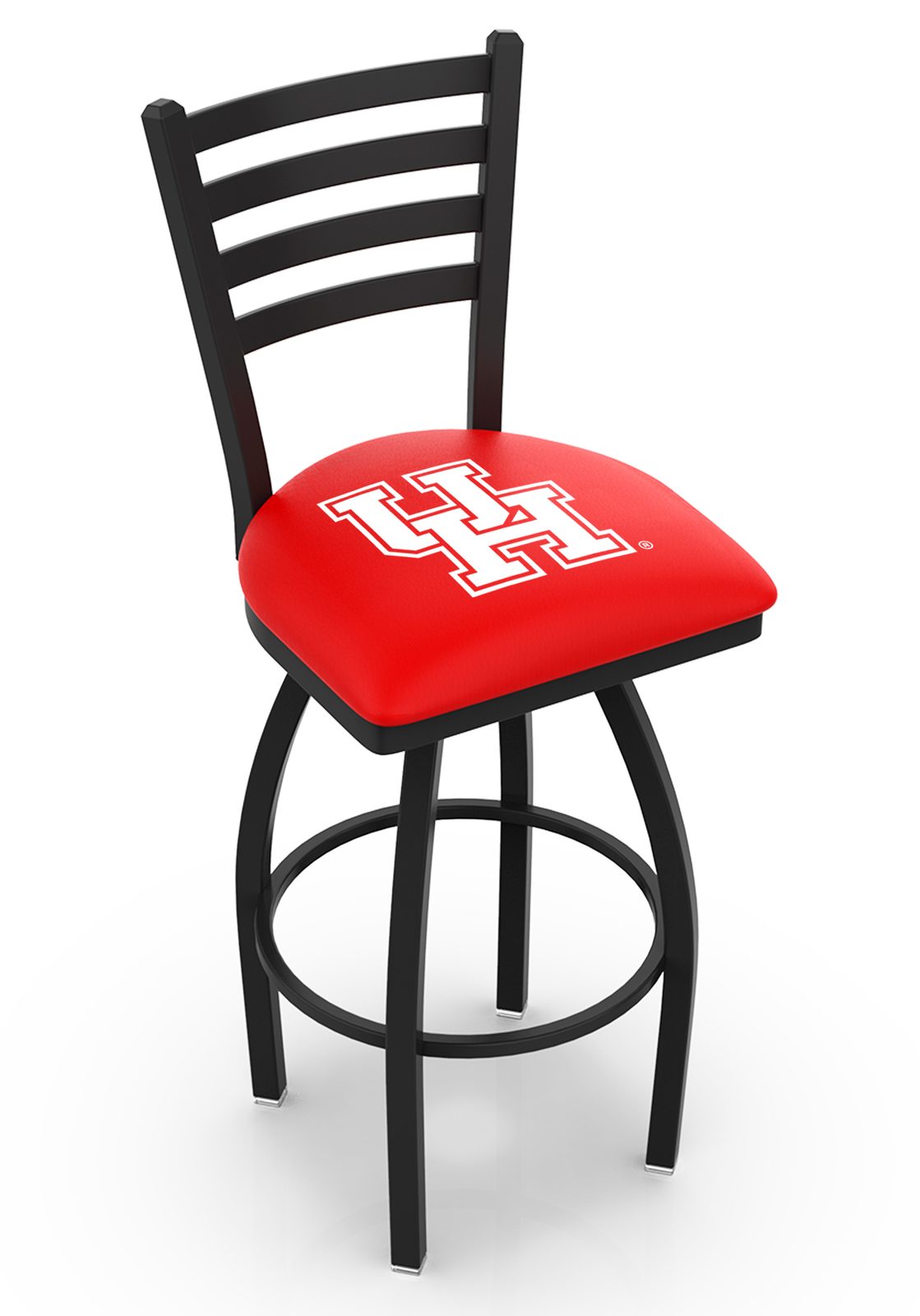 University of Houston 30-Inch Swivel Bar Stool w/ Black Wrinkle Finish, Ladder Back, 2.5-Inch Cushion Seat 1 University of Houston 30-Inch Swivel Bar Stool w/ Black Wrinkle Finish, Ladder Back, 2.5-Inch Cushion Seat