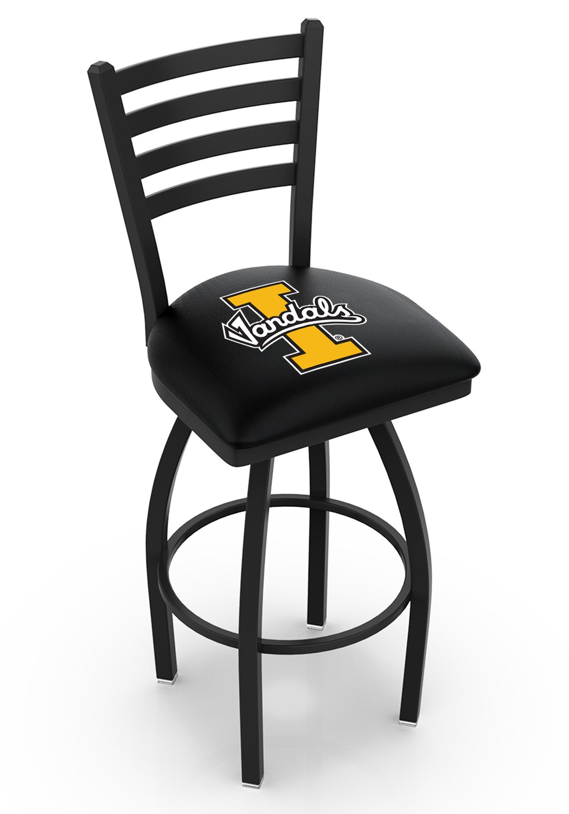 University of Idaho 25-Inch Swivel Counter Stool w/ Black Wrinkle Finish, Ladder Back, 2.5-Inch Cushion Seat 1 University of Idaho 25-Inch Swivel Counter Stool w/ Black Wrinkle Finish, Ladder Back, 2.5-Inch Cushion Seat