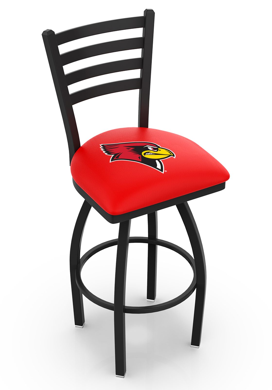 Illinois State University 25-Inch Swivel Counter Stool w/ Black Wrinkle Finish, Ladder Back, 2.5-Inch Cushion Seat 1 Illinois State University 25-Inch Swivel Counter Stool w/ Black Wrinkle Finish, Ladder Back, 2.5-Inch Cushion Seat