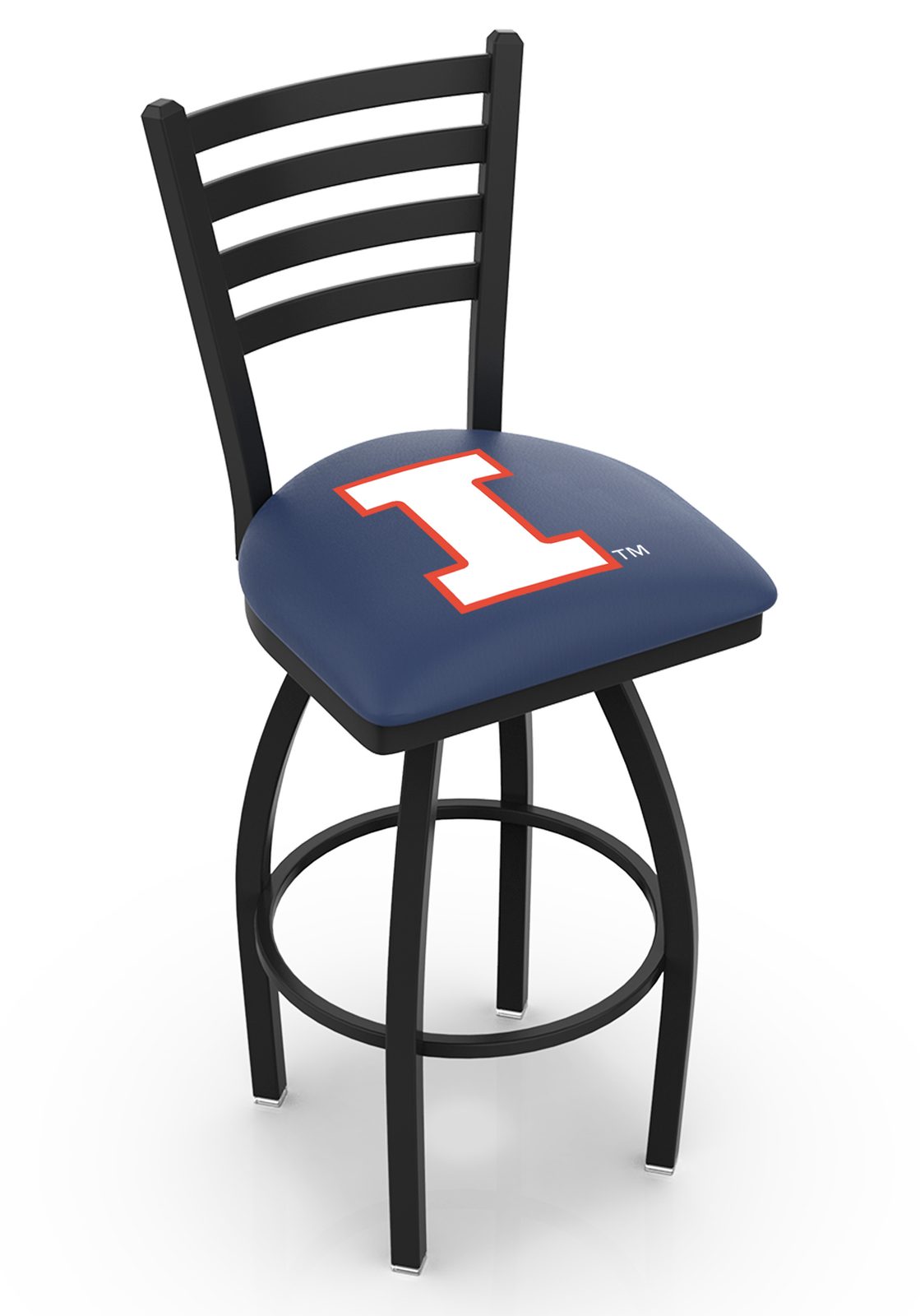 University of Illinois 25-Inch Swivel Counter Stool w/ Black Wrinkle Finish, Ladder Back, 2.5-Inch Cushion Seat 1 University of Illinois 25-Inch Swivel Counter Stool w/ Black Wrinkle Finish, Ladder Back, 2.5-Inch Cushion Seat