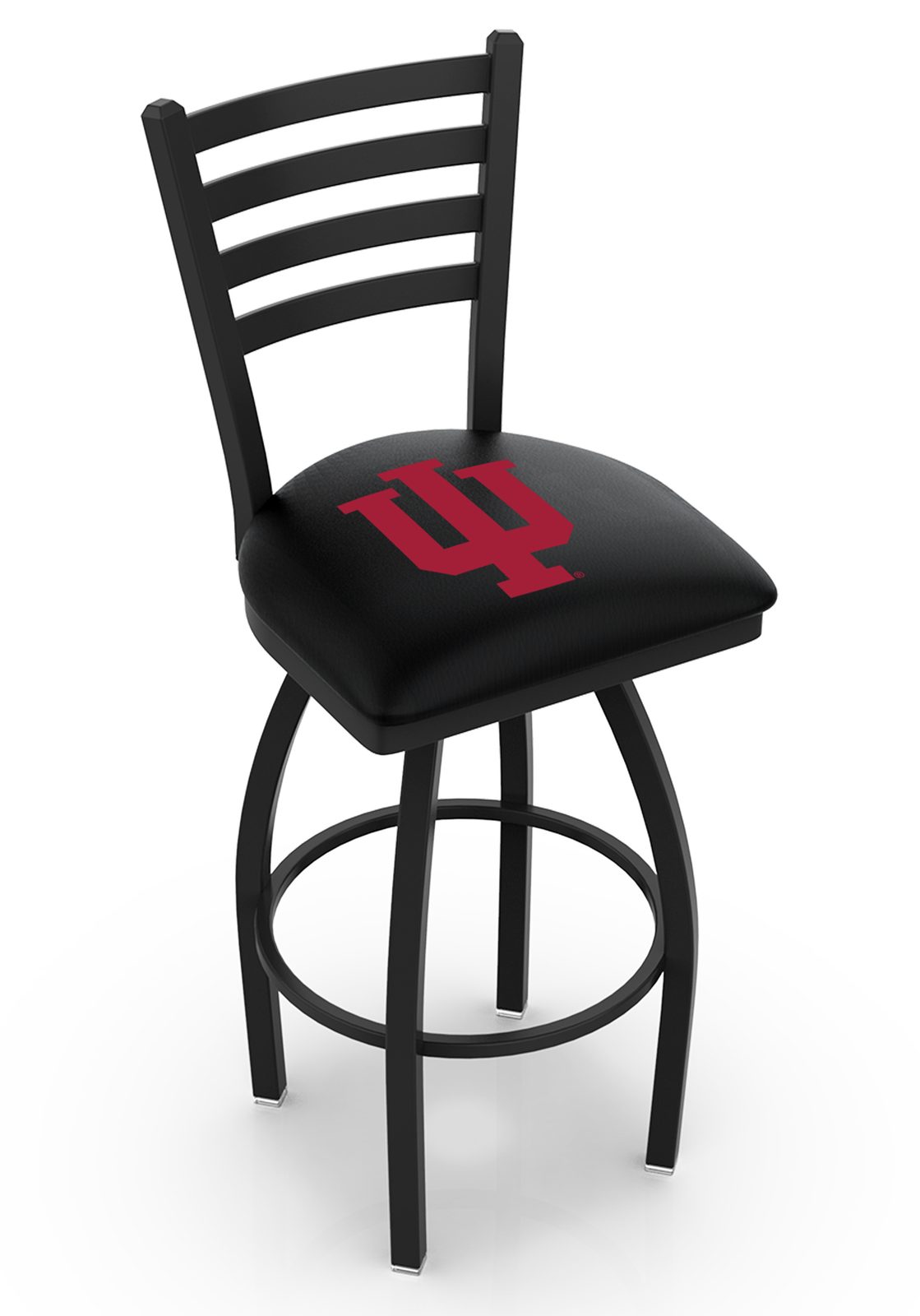 Indiana University 25-Inch Swivel Counter Stool w/ Black Wrinkle Finish, Ladder Back, 2.5-Inch Cushion Seat 1 Indiana University 25-Inch Swivel Counter Stool w/ Black Wrinkle Finish, Ladder Back, 2.5-Inch Cushion Seat