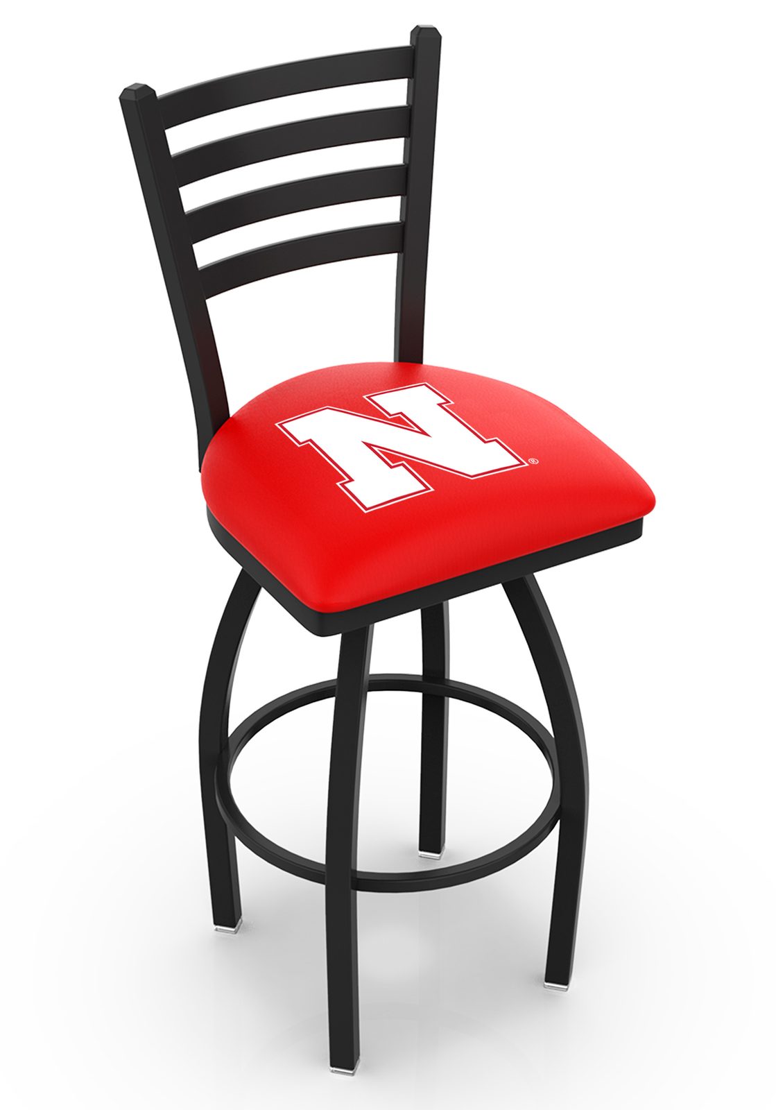 University of Nebraska 25-Inch Swivel Counter Stool w/ Black Wrinkle Finish, Ladder Back, 2.5-Inch Cushion Seat 1 University of Nebraska 25-Inch Swivel Counter Stool w/ Black Wrinkle Finish, Ladder Back, 2.5-Inch Cushion Seat