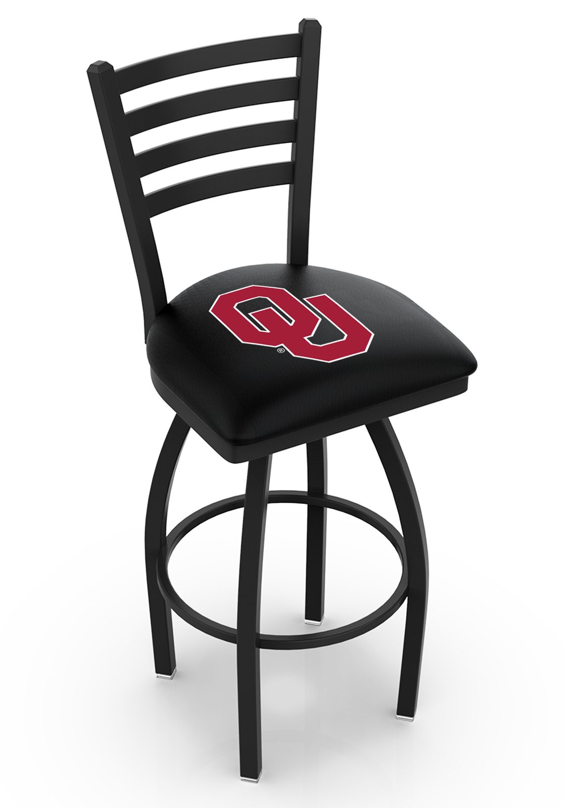 Oklahoma University 30-Inch Swivel Bar Stool w/ Black Wrinkle Finish, Ladder Back, 2.5-Inch Cushion Seat 1 Oklahoma University 30-Inch Swivel Bar Stool w/ Black Wrinkle Finish, Ladder Back, 2.5-Inch Cushion Seat