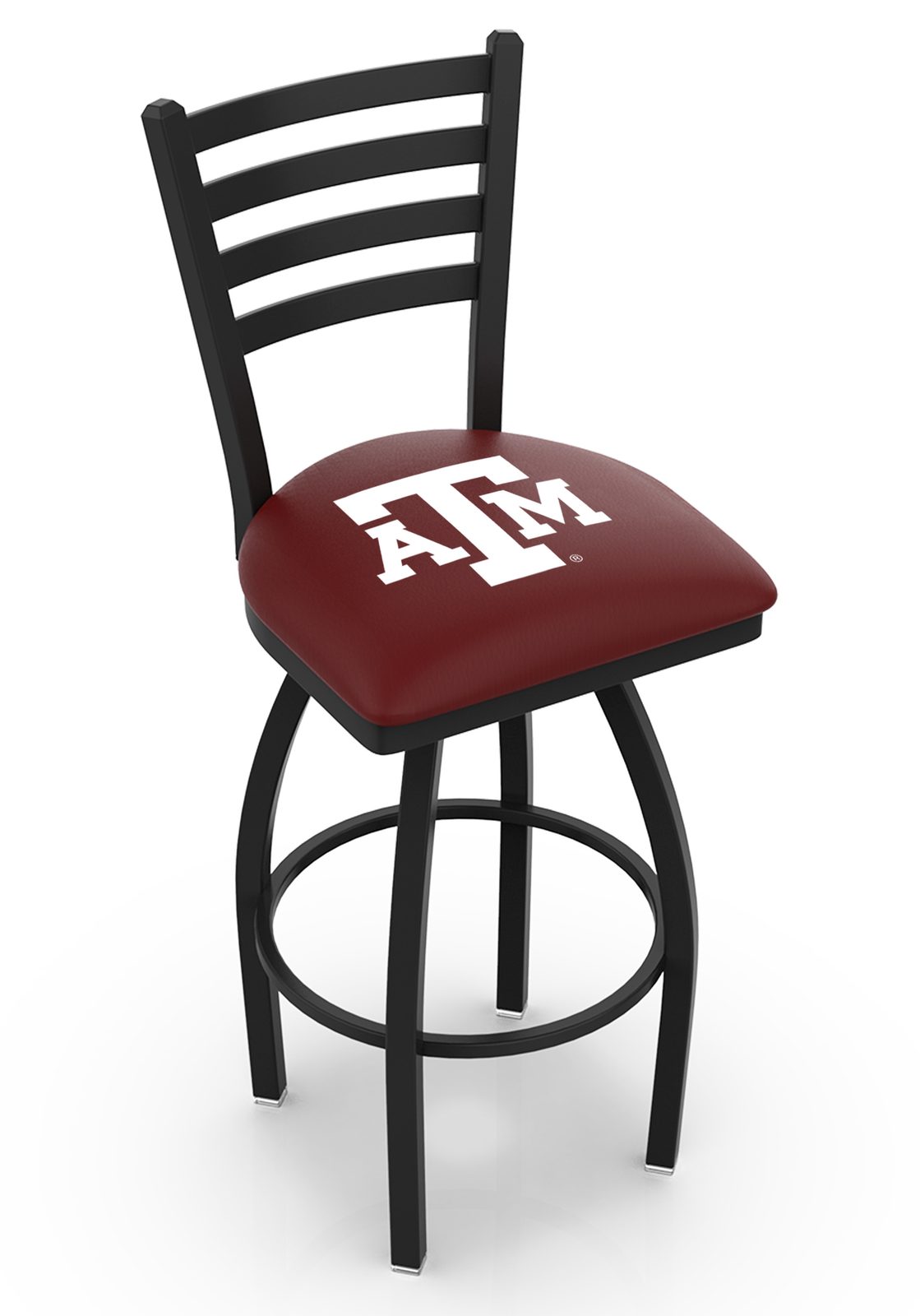 Texas A&M 30-Inch Swivel Bar Stool w/ Black Wrinkle Finish, Ladder Back, 2.5-Inch Cushion Seat 1 Texas A&M 30-Inch Swivel Bar Stool w/ Black Wrinkle Finish, Ladder Back, 2.5-Inch Cushion Seat