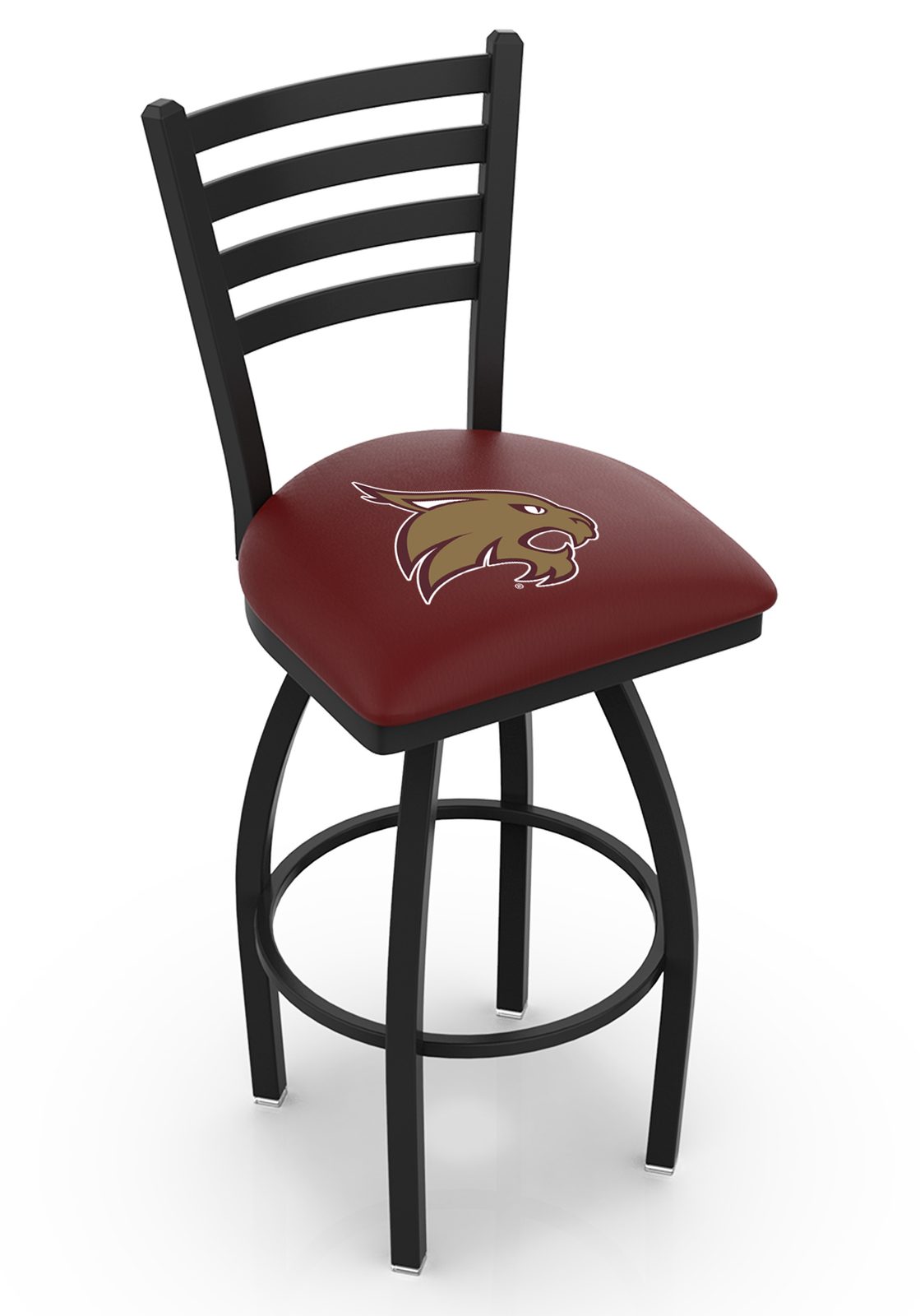 Texas State University 25-Inch Swivel Counter Stool w/ Black Wrinkle Finish, Ladder Back, 2.5-Inch Cushion Seat 1 Texas State University 25-Inch Swivel Counter Stool w/ Black Wrinkle Finish, Ladder Back, 2.5-Inch Cushion Seat