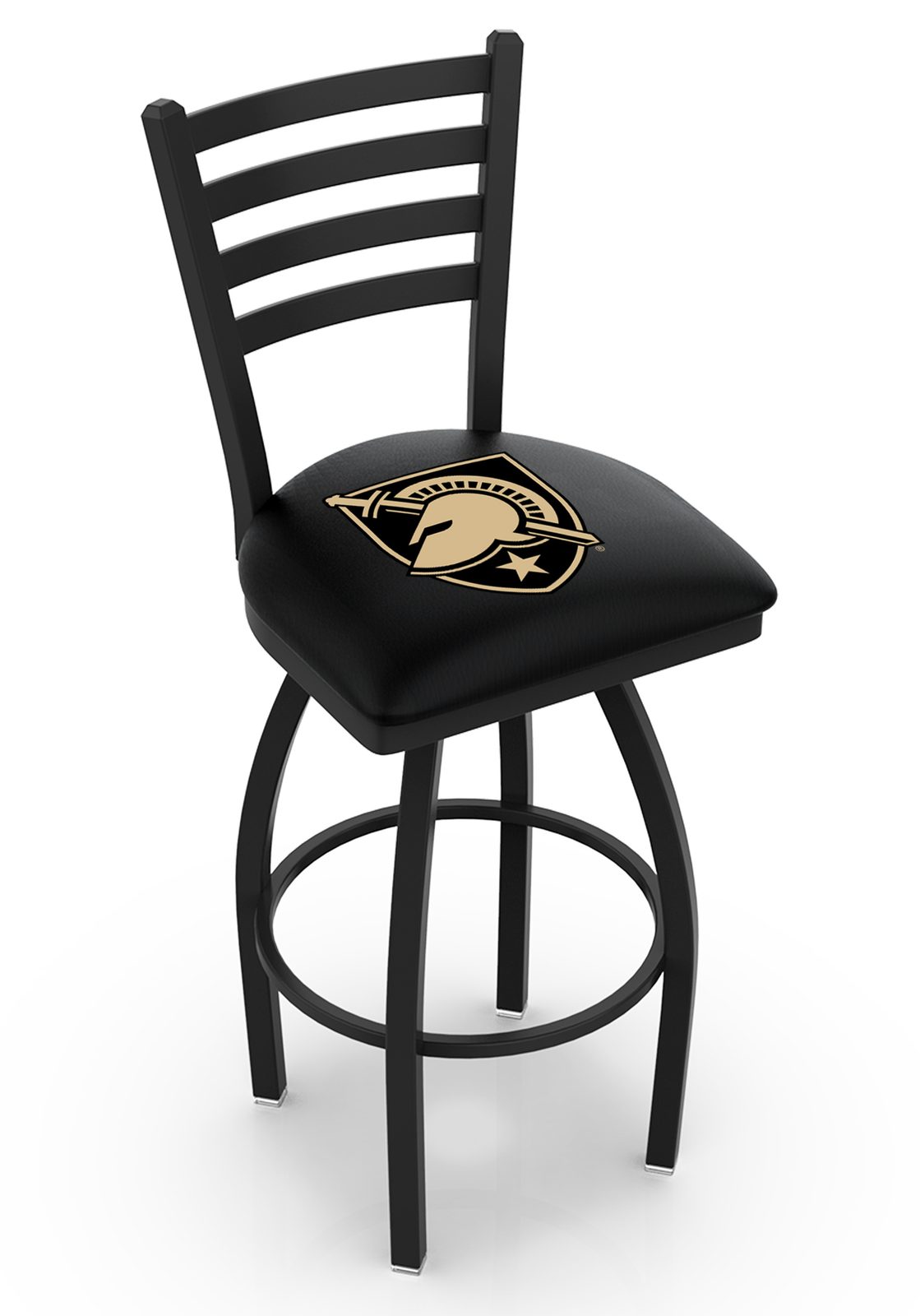 US Military Academy 30-Inch Swivel Bar Stool w/ Black Wrinkle Finish, Ladder Back, 2.5-Inch Cushion Seat 1 US Military Academy 30-Inch Swivel Bar Stool w/ Black Wrinkle Finish, Ladder Back, 2.5-Inch Cushion Seat