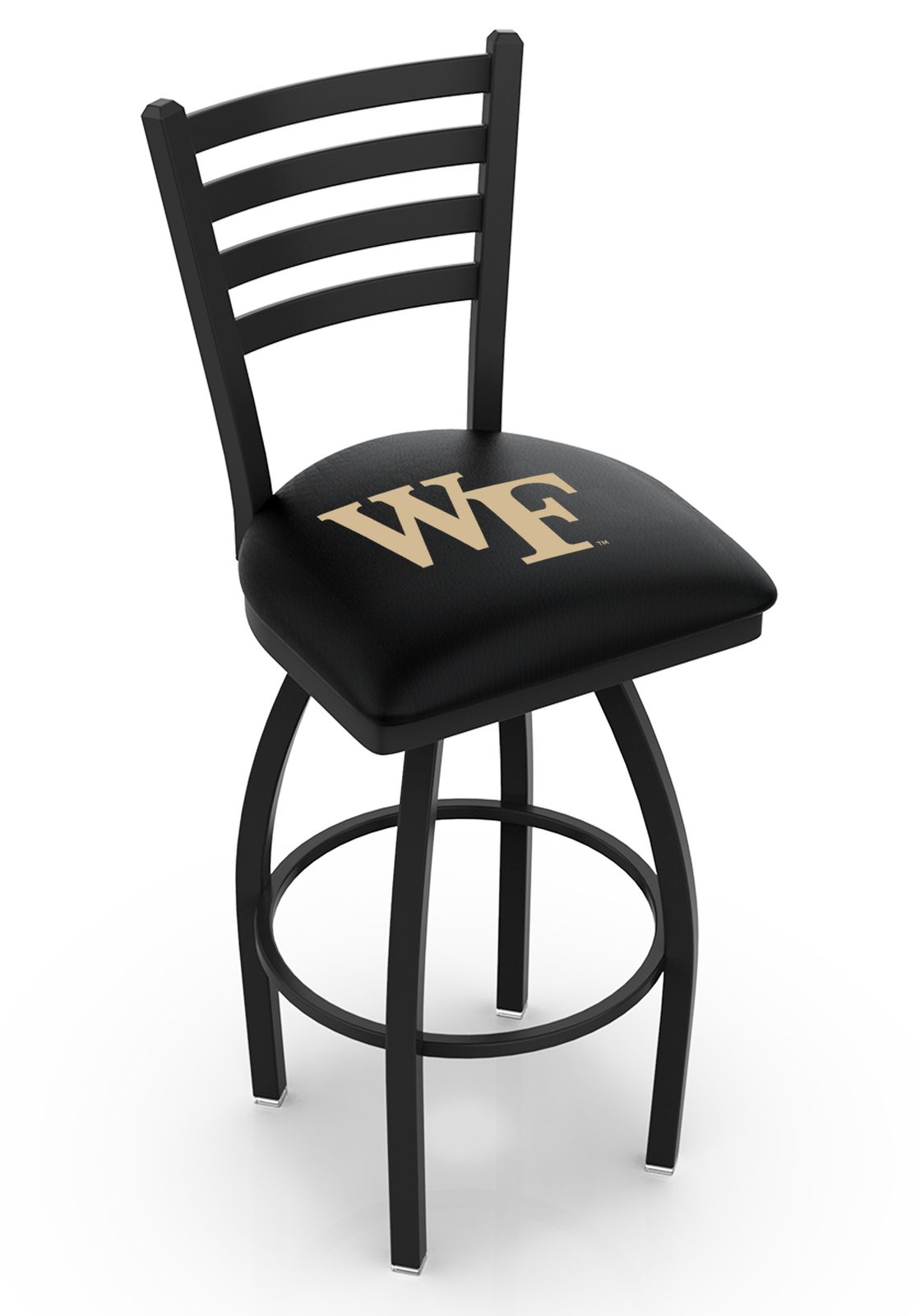 Wake Forest University 25-Inch Swivel Counter Stool w/ Black Wrinkle Finish, Ladder Back, 2.5-Inch Cushion Seat 1 Wake Forest University 25-Inch Swivel Counter Stool w/ Black Wrinkle Finish, Ladder Back, 2.5-Inch Cushion Seat