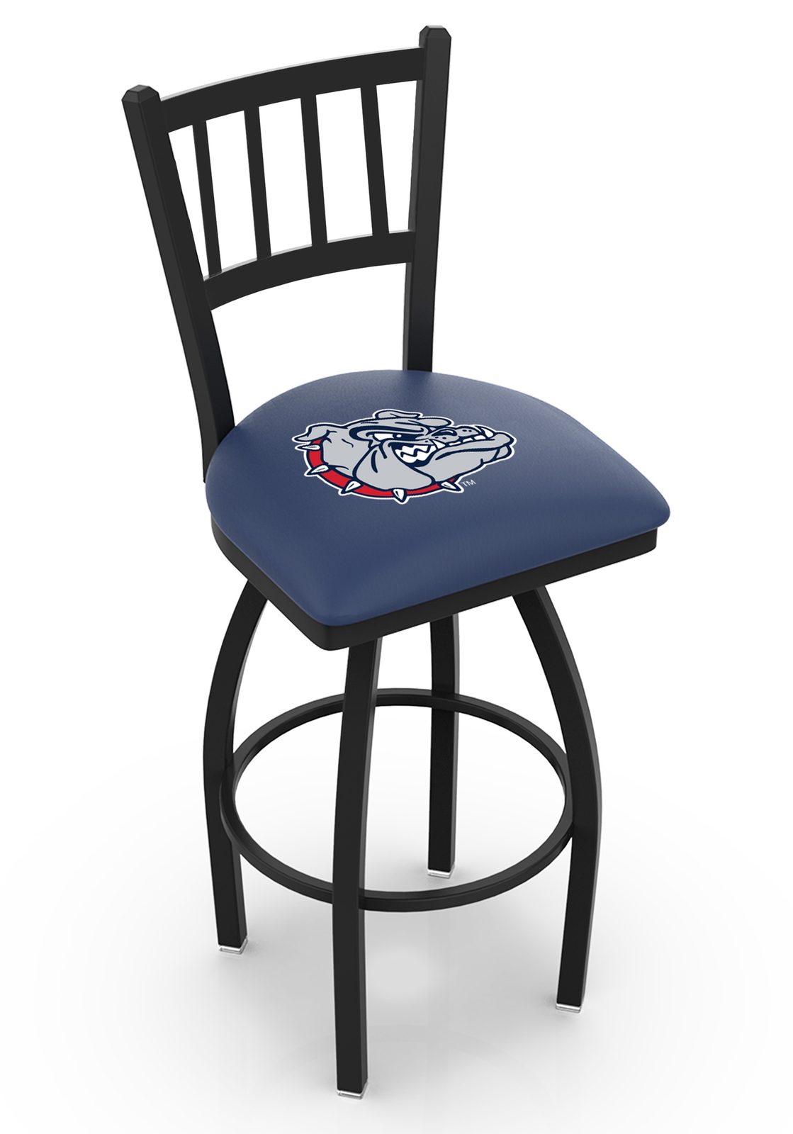 Gonzaga University 25-Inch Swivel Counter Stool w/ Black Wrinkle Finish, Jailhouse Back, 2.5-Inch Cushion Seat 1 Gonzaga University 25-Inch Swivel Counter Stool w/ Black Wrinkle Finish, Jailhouse Back, 2.5-Inch Cushion Seat