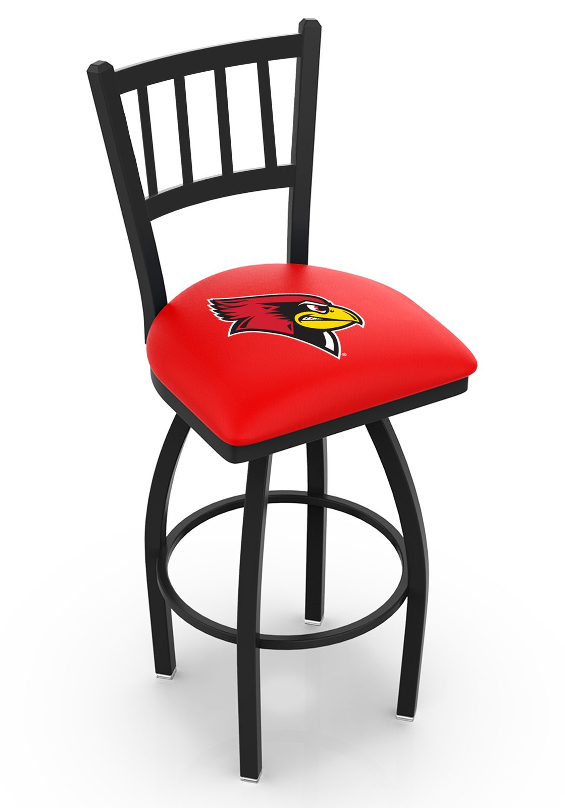 Illinois State University 25-Inch Swivel Counter Stool w/ Black Wrinkle Finish, Jailhouse Back, 2.5-Inch Cushion Seat 1 Illinois State University 25-Inch Swivel Counter Stool w/ Black Wrinkle Finish, Jailhouse Back, 2.5-Inch Cushion Seat