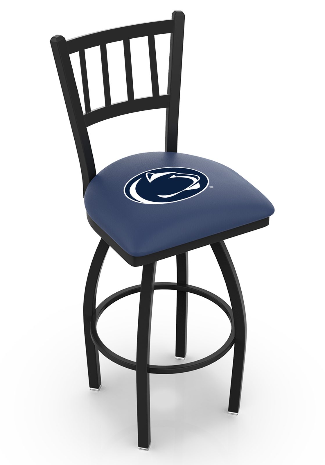 Pennsylvania State University 25-Inch Swivel Counter Stool w/ Black Wrinkle Finish, Jailhouse Back, 2.5-Inch Cushion Seat 1 Pennsylvania State University 25-Inch Swivel Counter Stool w/ Black Wrinkle Finish, Jailhouse Back, 2.5-Inch Cushion Seat