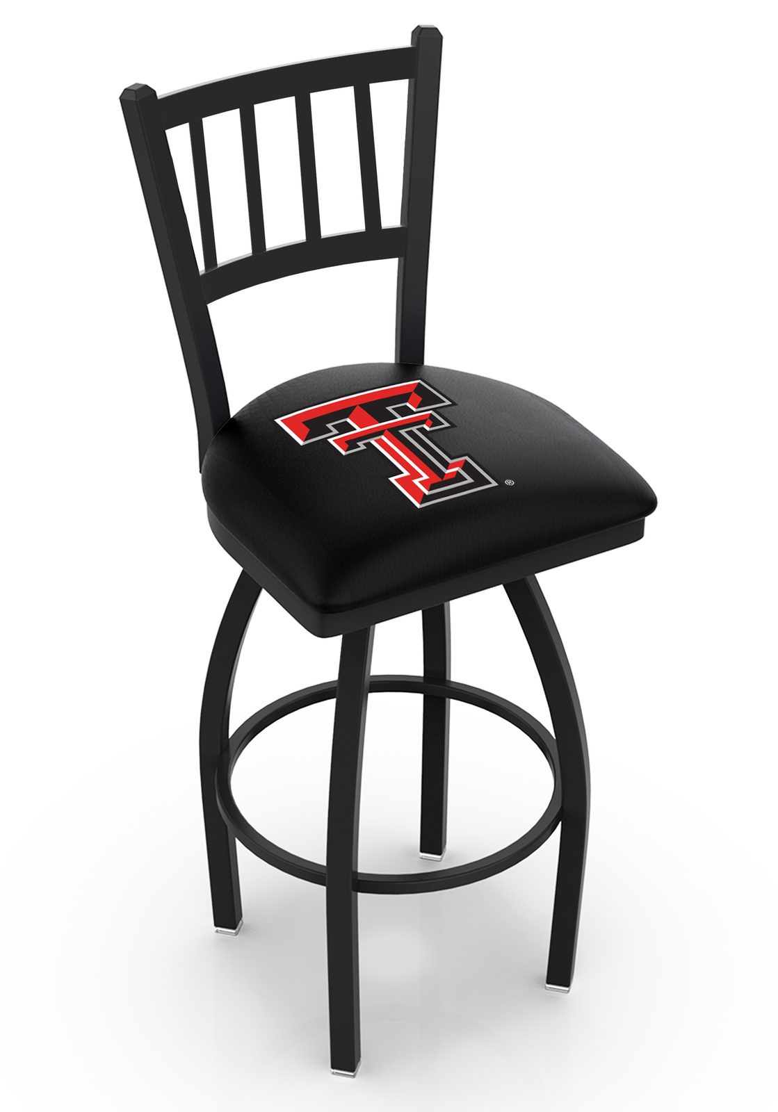 Texas Tech University 25-Inch Swivel Counter Stool w/ Black Wrinkle Finish, Jailhouse Back, 2.5-Inch Cushion Seat 1 Texas Tech University 25-Inch Swivel Counter Stool w/ Black Wrinkle Finish, Jailhouse Back, 2.5-Inch Cushion Seat