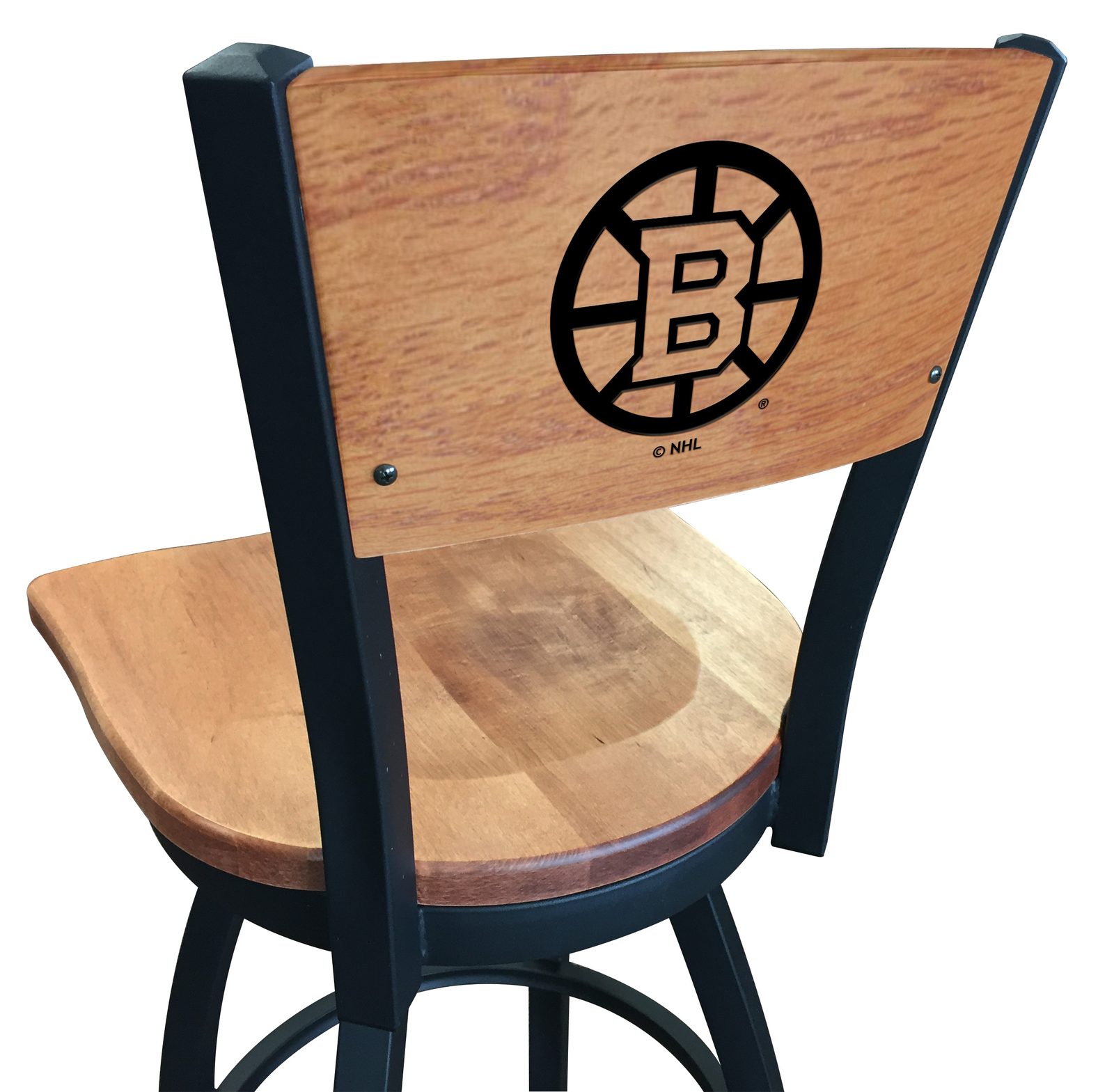 Boston Bruins 25-Inch Swivel Counter Stool w/ Black Wrinkle Finish, Solid Wood Back, Solid Maple Wood Seat 1 Boston Bruins 25-Inch Swivel Counter Stool w/ Black Wrinkle Finish, Solid Wood Back, Solid Maple Wood Seat