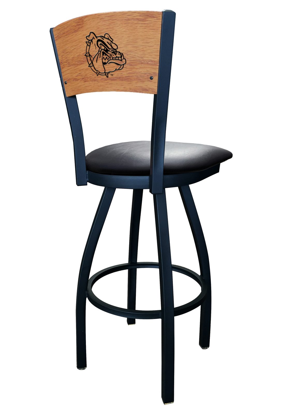Gonzaga University 25-Inch Swivel Counter Stool w/ Black Wrinkle Finish, Solid Wood Back, 2.5-Inch Cushion Seat 2 Gonzaga University 25-Inch Swivel Counter Stool w/ Black Wrinkle Finish, Solid Wood Back, 2.5-Inch Cushion Seat - Image 2