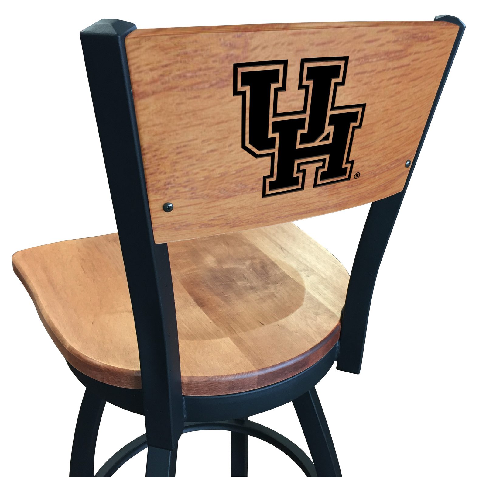 University of Houston 25-Inch Swivel Counter Stool w/ Black Wrinkle Finish, Solid Wood Back, Solid Maple Wood Seat 1 University of Houston 25-Inch Swivel Counter Stool w/ Black Wrinkle Finish, Solid Wood Back, Solid Maple Wood Seat