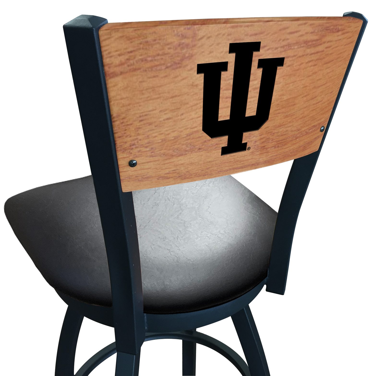 Indiana University 25-Inch Swivel Counter Stool w/ Black Wrinkle Finish, Solid Wood Back, 2.5-Inch Cushion Seat 1 Indiana University 25-Inch Swivel Counter Stool w/ Black Wrinkle Finish, Solid Wood Back, 2.5-Inch Cushion Seat