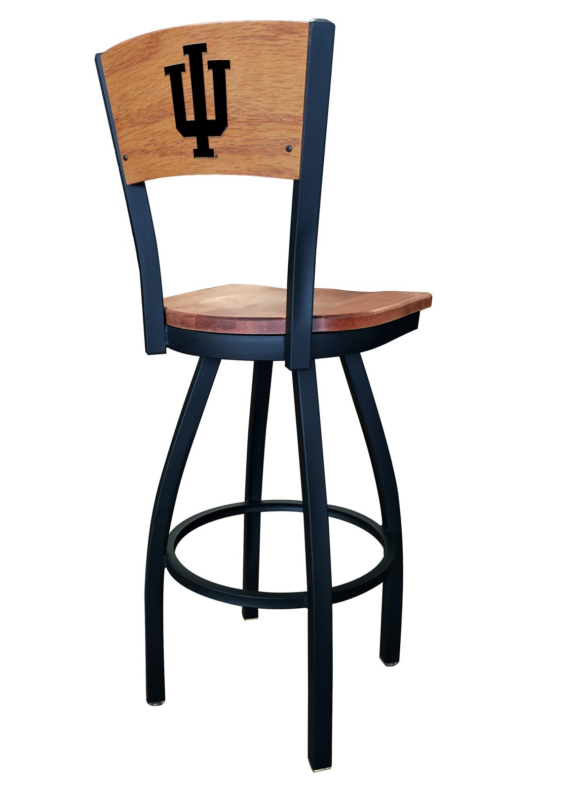 Indiana University 25-Inch Swivel Counter Stool w/ Black Wrinkle Finish, Solid Wood Back, Solid Maple Wood Seat 2 Indiana University 25-Inch Swivel Counter Stool w/ Black Wrinkle Finish, Solid Wood Back, Solid Maple Wood Seat - Image 2
