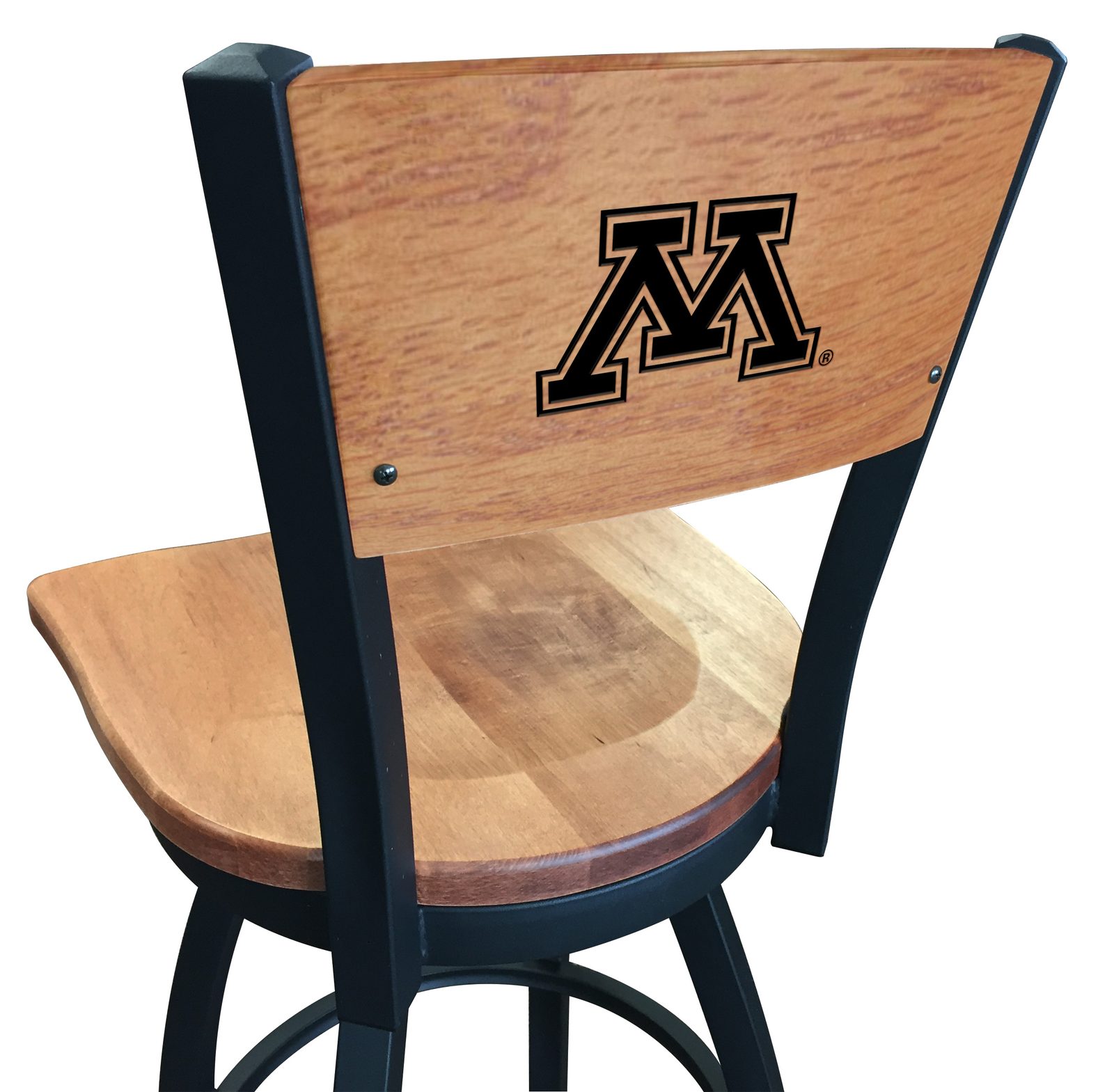 University of Minnesota 25-Inch Swivel Counter Stool w/ Black Wrinkle Finish, Solid Wood Back, Solid Maple Wood Seat 1 University of Minnesota 25-Inch Swivel Counter Stool w/ Black Wrinkle Finish, Solid Wood Back, Solid Maple Wood Seat