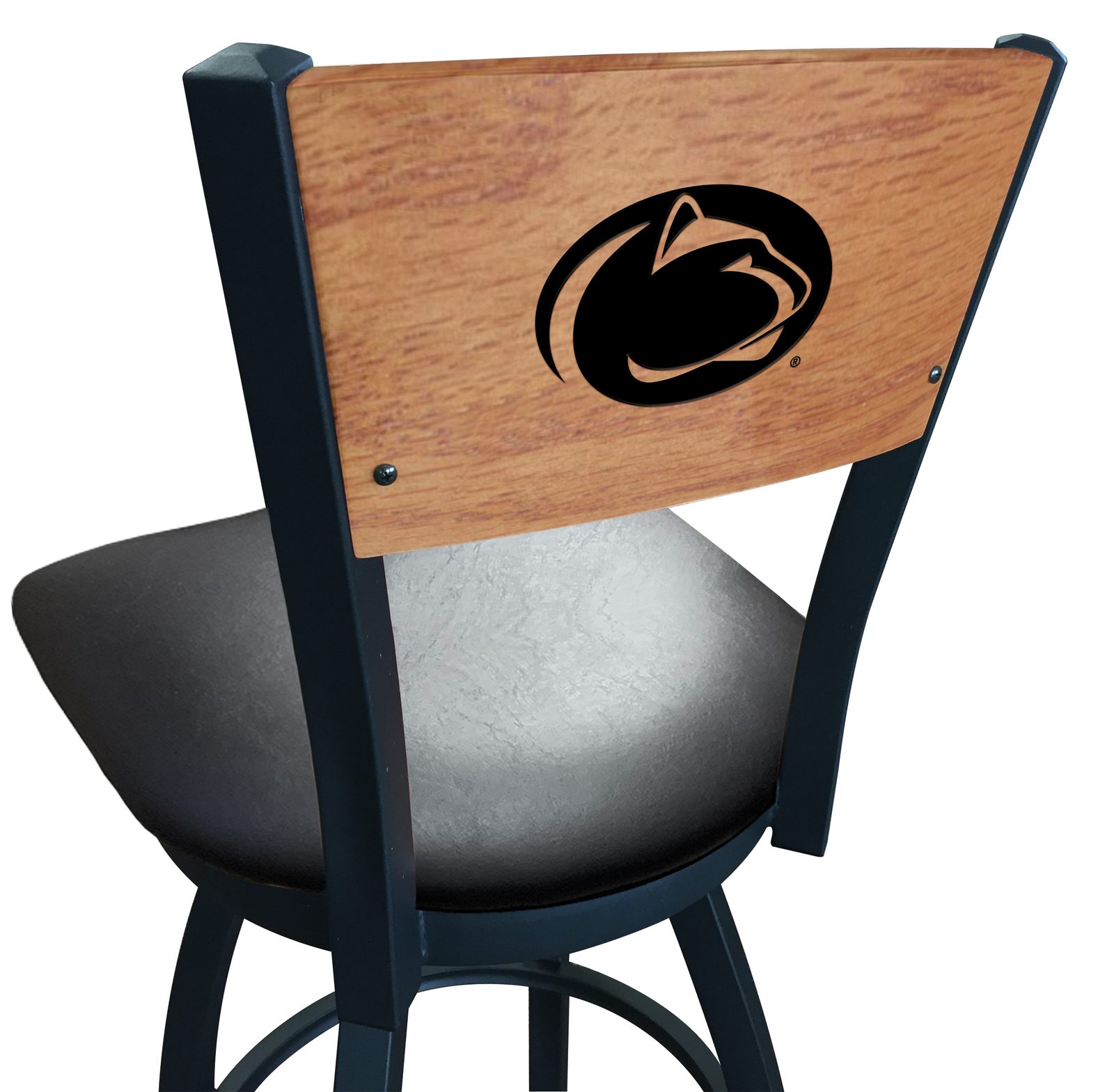Pennsylvania State University 25-Inch Swivel Counter Stool w/ Black Wrinkle Finish, Solid Wood Back, 2.5-Inch Cushion Seat 1 Pennsylvania State University 25-Inch Swivel Counter Stool w/ Black Wrinkle Finish, Solid Wood Back, 2.5-Inch Cushion Seat