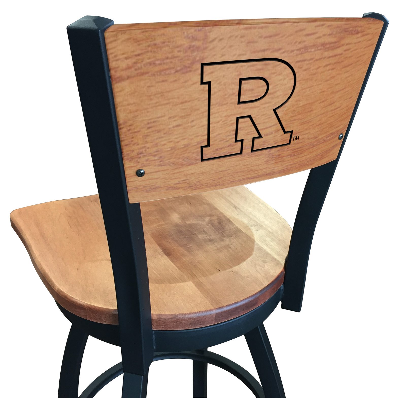 Rutgers University 30-Inch Swivel Bar Stool w/ Black Wrinkle Finish, Solid Wood Back, Solid Maple Wood Seat 1 Rutgers University 30-Inch Swivel Bar Stool w/ Black Wrinkle Finish, Solid Wood Back, Solid Maple Wood Seat