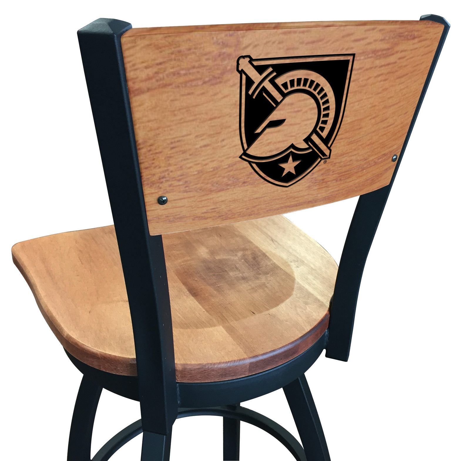 US Military Academy 30-Inch Swivel Bar Stool w/ Black Wrinkle Finish, Solid Wood Back, Solid Maple Wood Seat 1 US Military Academy 30-Inch Swivel Bar Stool w/ Black Wrinkle Finish, Solid Wood Back, Solid Maple Wood Seat