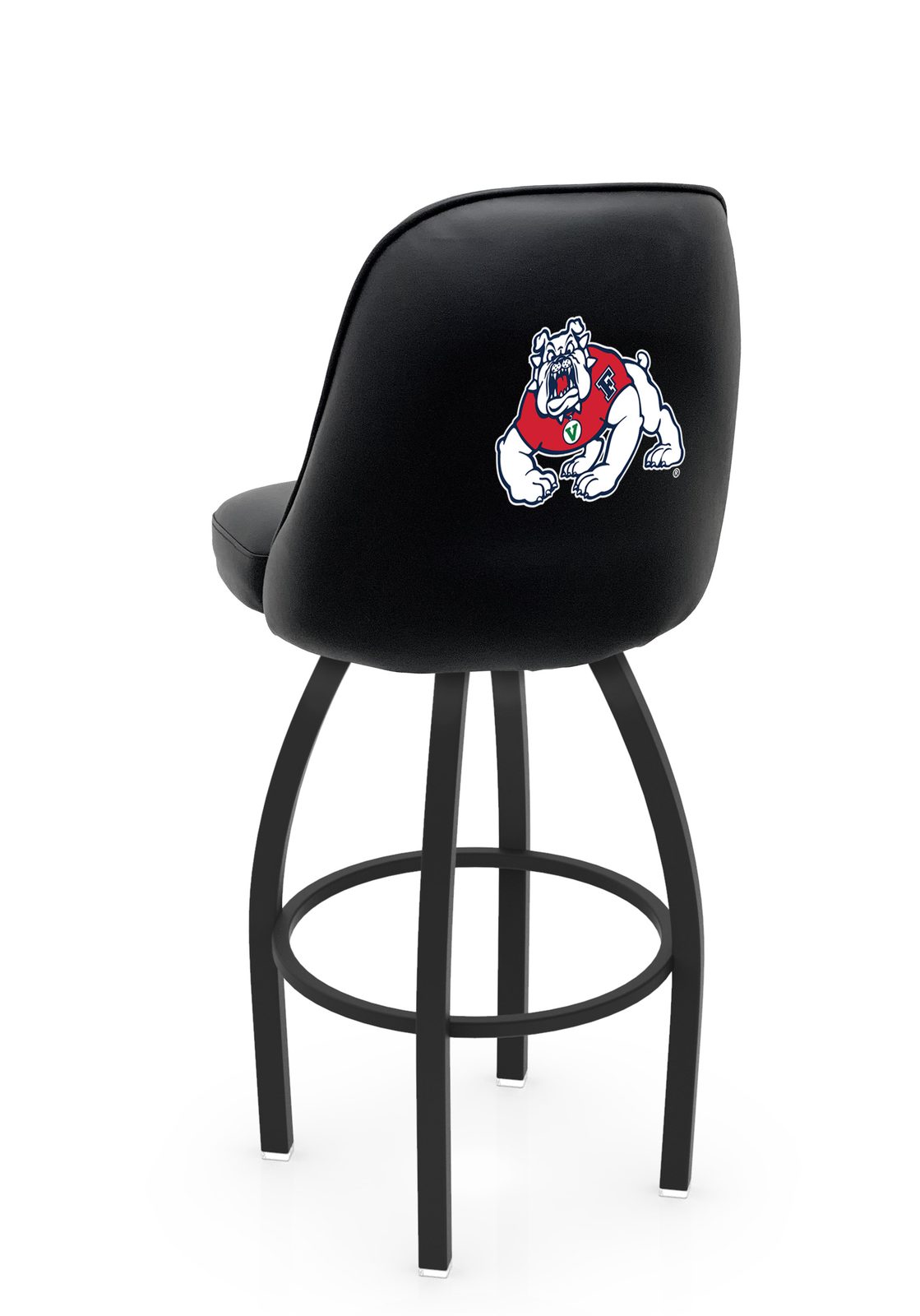 Fresno State University 25-Inch Swivel Counter Stool w/ Black Wrinkle Finish, Padded Back, 4-Inch Cushion Seat 1 Fresno State University 25-Inch Swivel Counter Stool w/ Black Wrinkle Finish, Padded Back, 4-Inch Cushion Seat