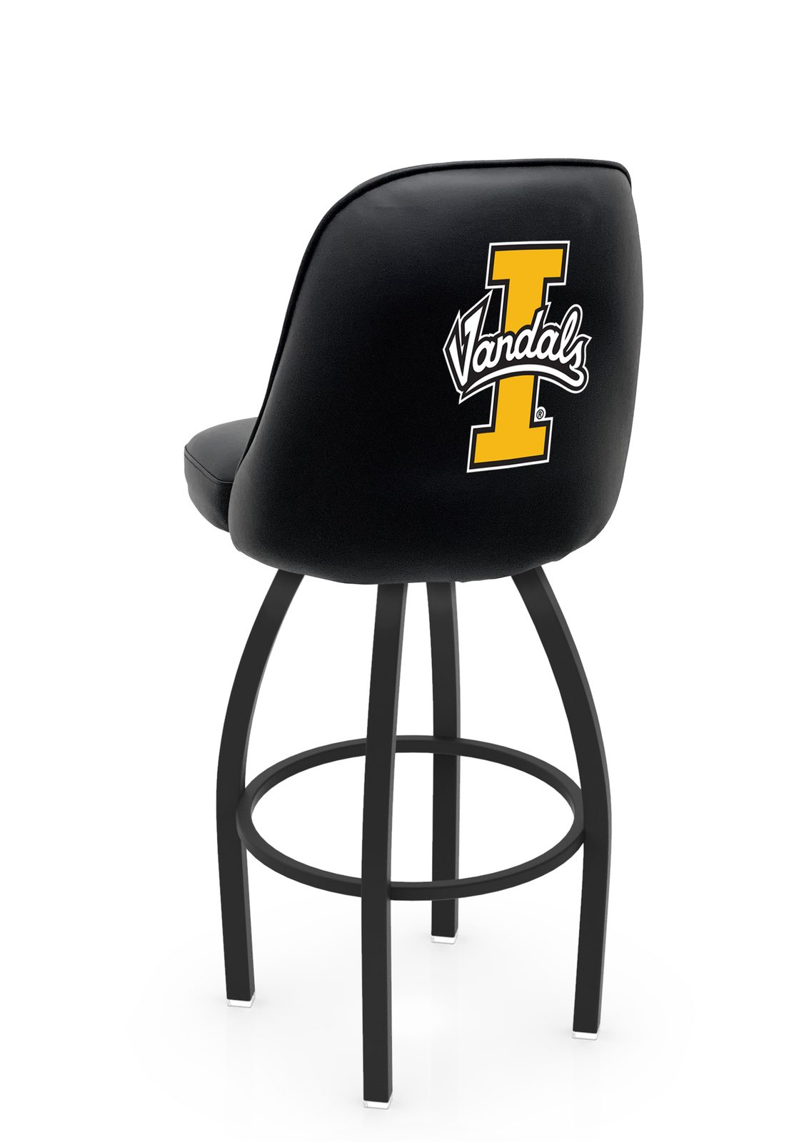 University of Idaho 25-Inch Swivel Counter Stool w/ Black Wrinkle Finish, Padded Back, 4-Inch Cushion Seat 1 University of Idaho 25-Inch Swivel Counter Stool w/ Black Wrinkle Finish, Padded Back, 4-Inch Cushion Seat