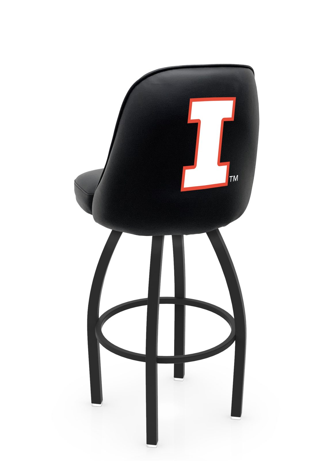 University of Illinois 30-Inch Swivel Bar Stool w/ Black Wrinkle Finish, Padded Back, 4-Inch Cushion Seat 1 University of Illinois 30-Inch Swivel Bar Stool w/ Black Wrinkle Finish, Padded Back, 4-Inch Cushion Seat