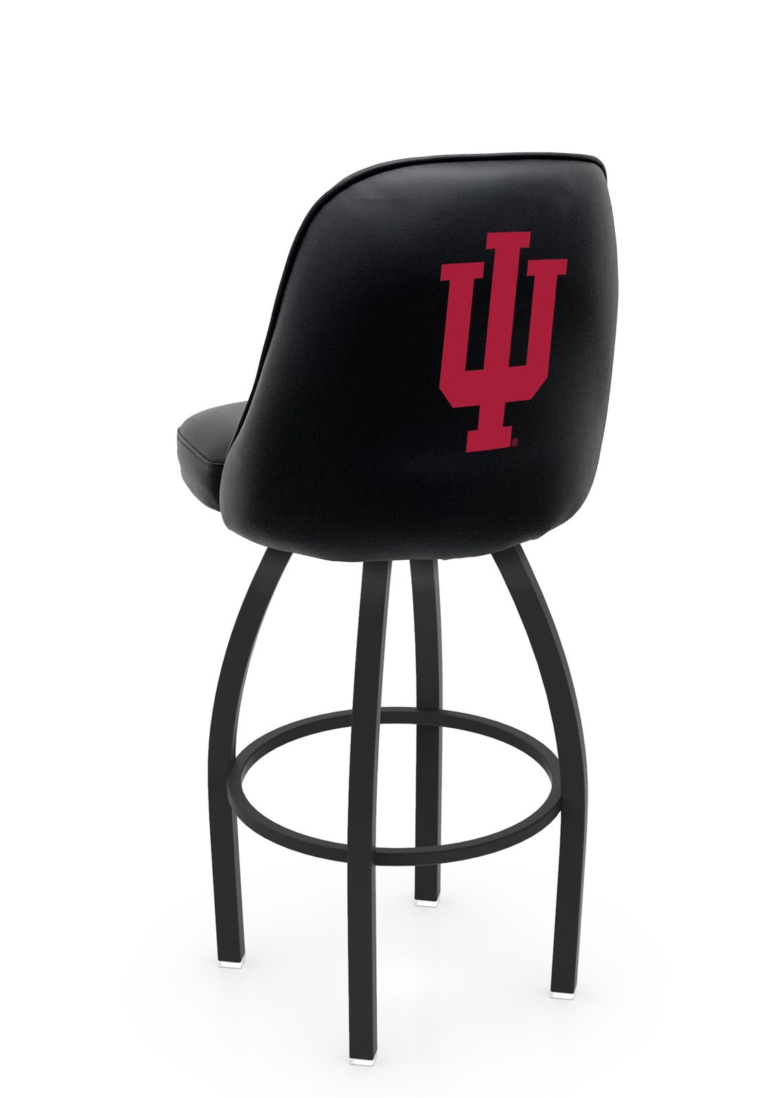 Indiana University 25-Inch Swivel Counter Stool w/ Black Wrinkle Finish, Padded Back, 4-Inch Cushion Seat 1 Indiana University 25-Inch Swivel Counter Stool w/ Black Wrinkle Finish, Padded Back, 4-Inch Cushion Seat