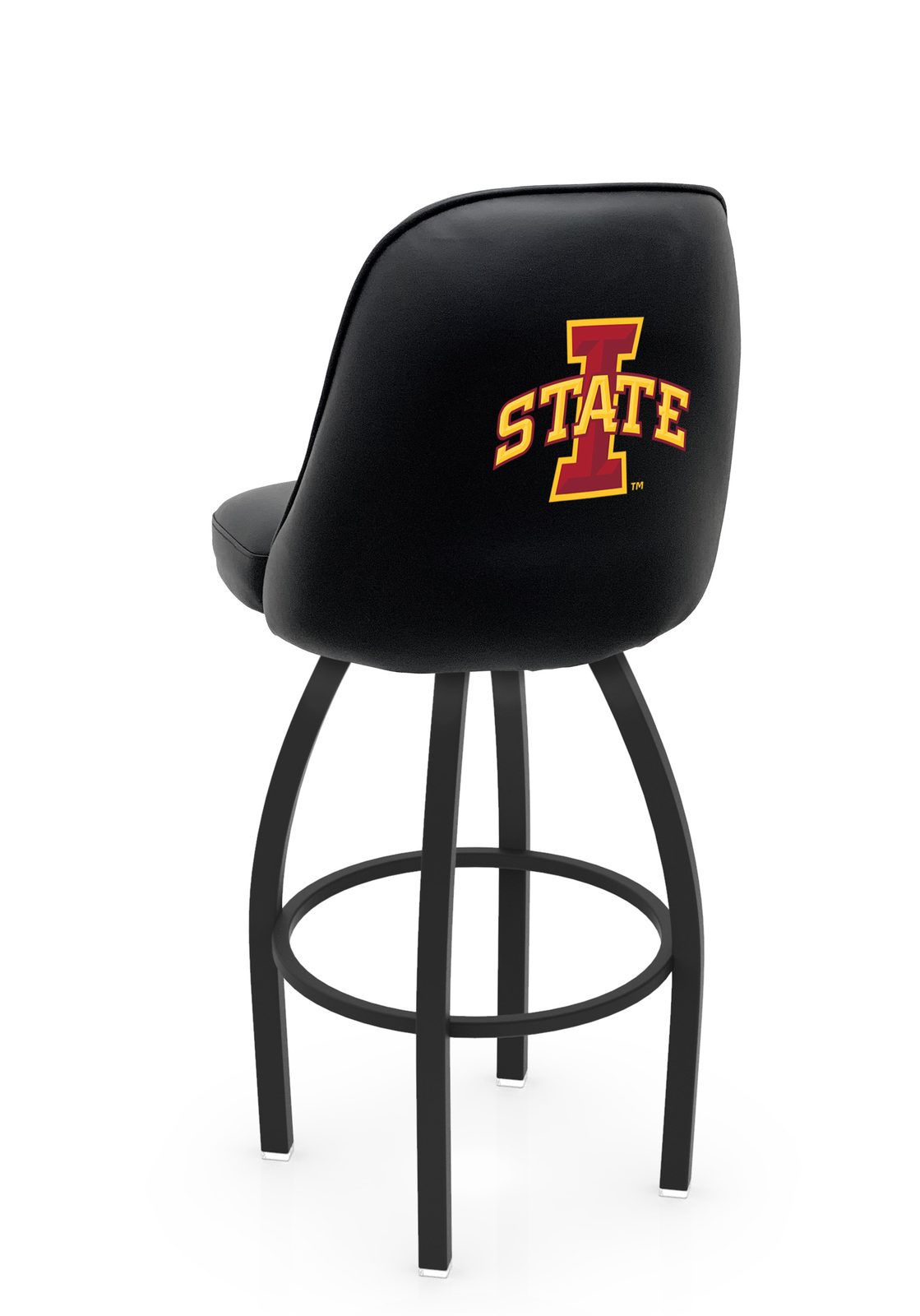 Iowa State University 25-Inch Swivel Counter Stool w/ Black Wrinkle Finish, Padded Back, 4-Inch Cushion Seat 1 Iowa State University 25-Inch Swivel Counter Stool w/ Black Wrinkle Finish, Padded Back, 4-Inch Cushion Seat
