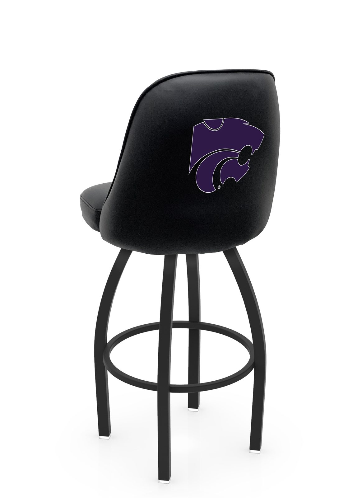 Kansas State University 30-Inch Swivel Bar Stool w/ Black Wrinkle Finish, Padded Back, 4-Inch Cushion Seat 1 Kansas State University 30-Inch Swivel Bar Stool w/ Black Wrinkle Finish, Padded Back, 4-Inch Cushion Seat