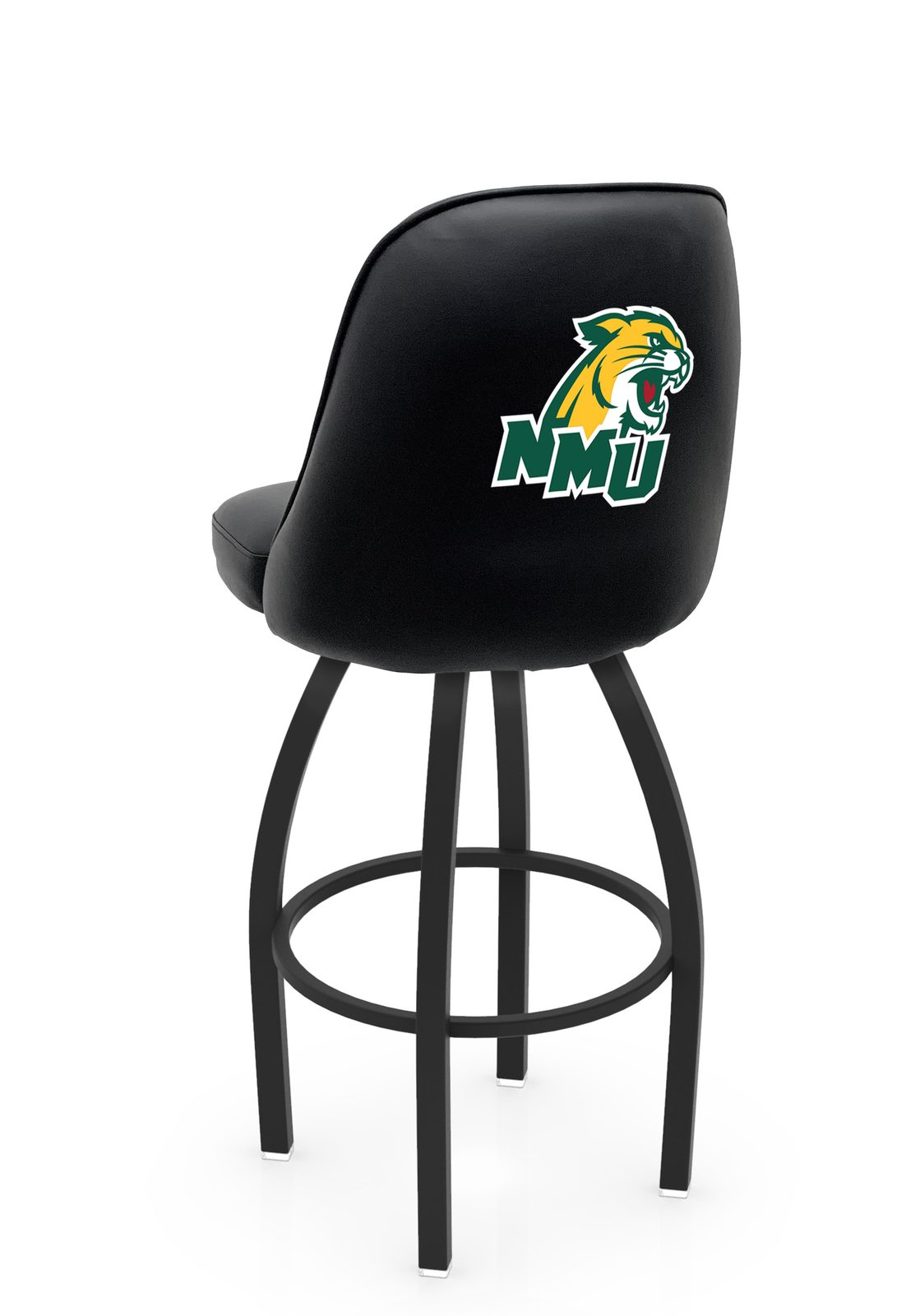 Northern Michigan University 30-Inch Swivel Bar Stool w/ Black Wrinkle Finish, Padded Back, 4-Inch Cushion Seat 1 Northern Michigan University 30-Inch Swivel Bar Stool w/ Black Wrinkle Finish, Padded Back, 4-Inch Cushion Seat
