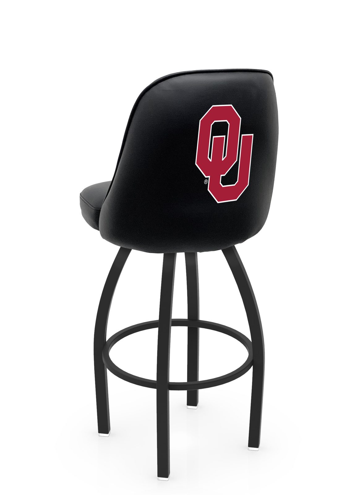 Oklahoma University 25-Inch Swivel Counter Stool w/ Black Wrinkle Finish, Padded Back, 4-Inch Cushion Seat 1 Oklahoma University 25-Inch Swivel Counter Stool w/ Black Wrinkle Finish, Padded Back, 4-Inch Cushion Seat