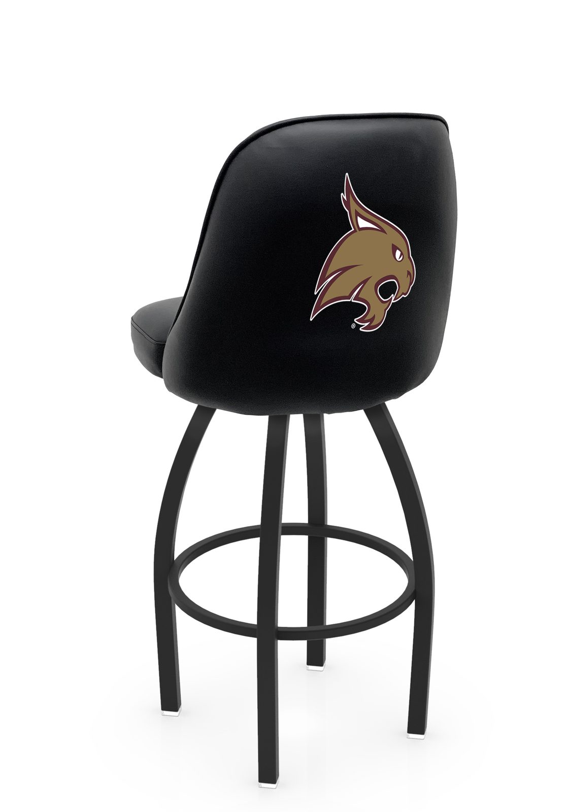 Texas State University 30-Inch Swivel Bar Stool w/ Black Wrinkle Finish, Padded Back, 4-Inch Cushion Seat 1 Texas State University 30-Inch Swivel Bar Stool w/ Black Wrinkle Finish, Padded Back, 4-Inch Cushion Seat