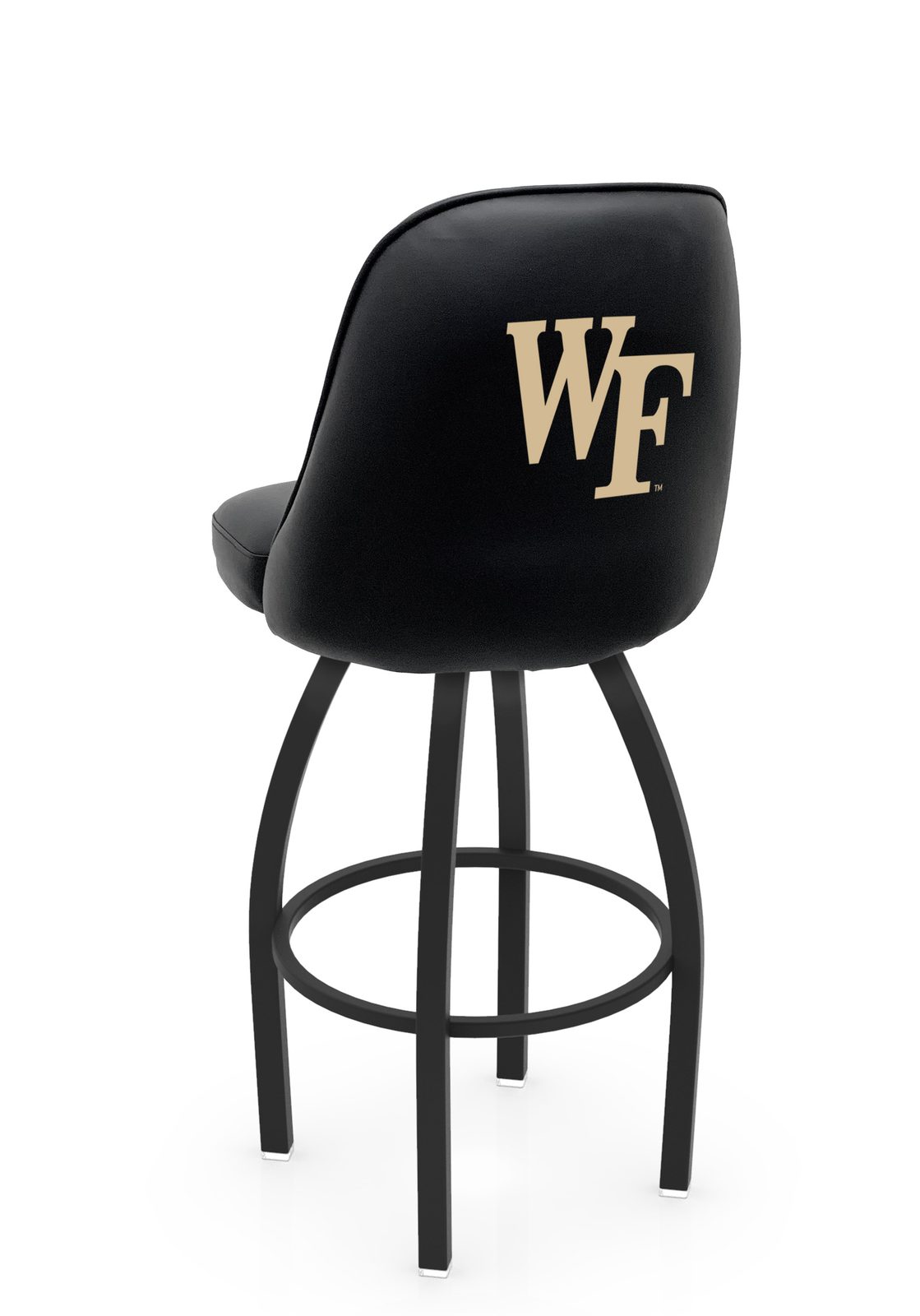 Wake Forest University 30-Inch Swivel Bar Stool w/ Black Wrinkle Finish, Padded Back, 4-Inch Cushion Seat 1 Wake Forest University 30-Inch Swivel Bar Stool w/ Black Wrinkle Finish, Padded Back, 4-Inch Cushion Seat
