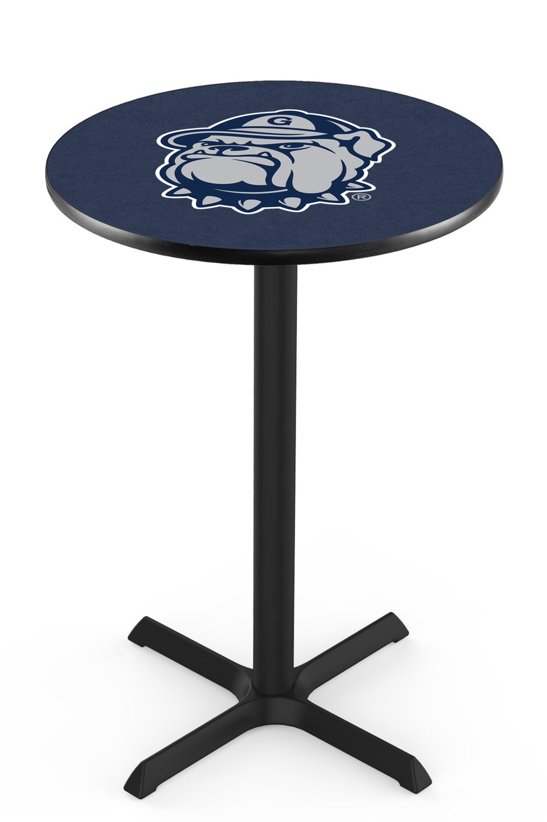Georgetown University 42-Inch Pub Table with 30-Inch Top, Cross Base Base, and Black Wrinkle Finish 1 Georgetown University 42-Inch Pub Table with 30-Inch Top, Cross Base Base, and Black Wrinkle Finish