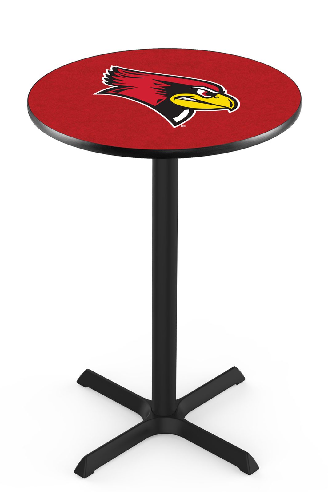 Illinois State University 36-Inch Pub Table with 30-Inch Top, Cross Base Base, and Black Wrinkle Finish 1 Illinois State University 36-Inch Pub Table with 30-Inch Top, Cross Base Base, and Black Wrinkle Finish