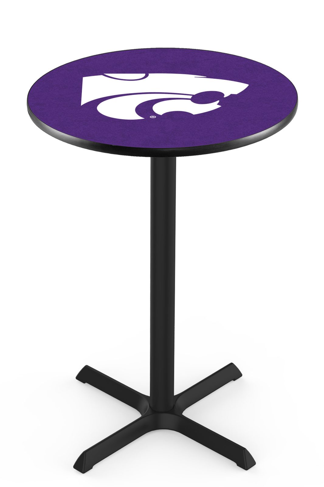 Kansas State University 36-Inch Pub Table with 36-Inch Top, Cross Base Base, and Black Wrinkle Finish 1 Kansas State University 36-Inch Pub Table with 36-Inch Top, Cross Base Base, and Black Wrinkle Finish